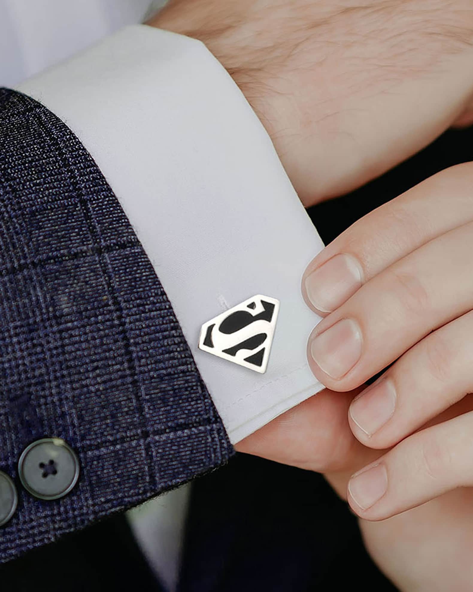 Superman cufflinks sterling silver clearance