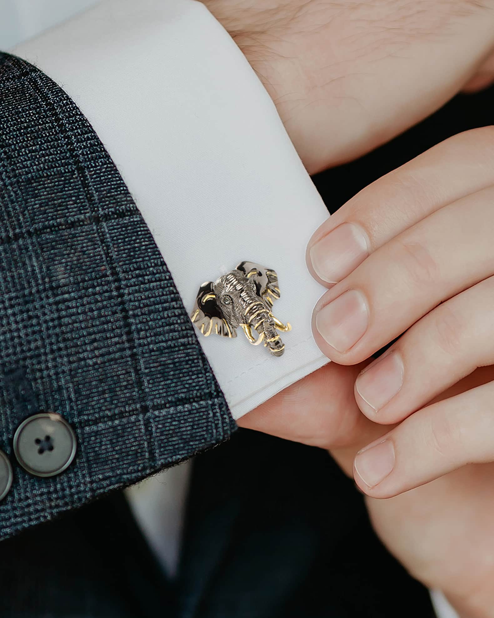 Men's Two-Tone Elephant Cufflinks 1