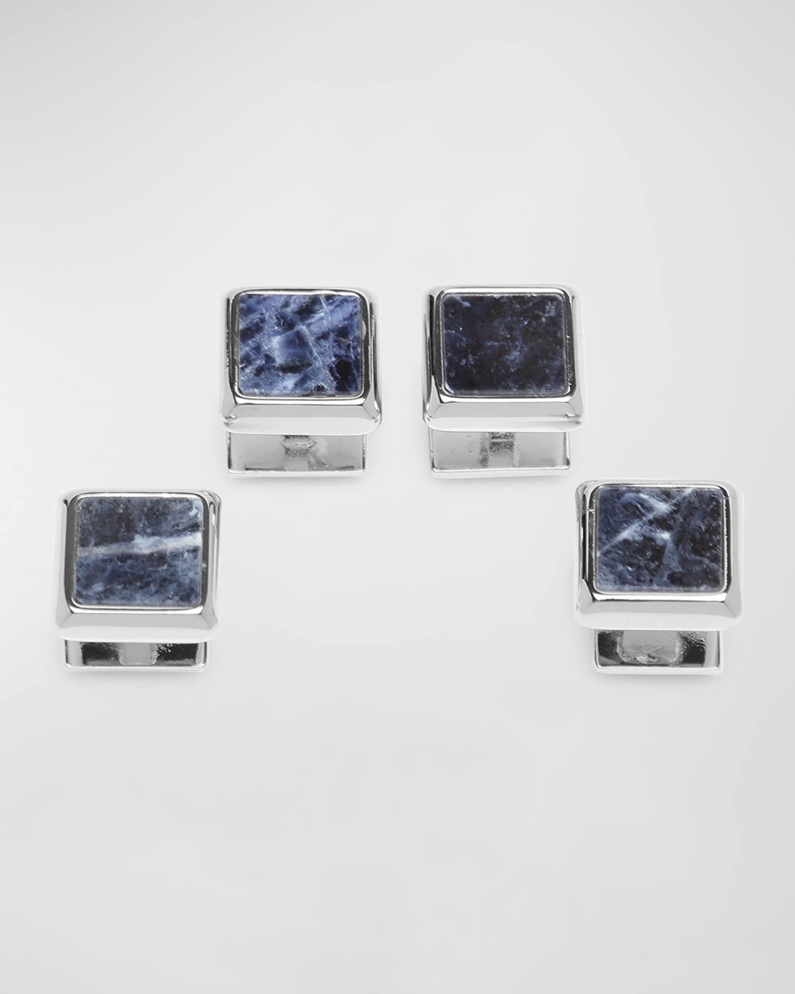 Men's Silver and Sodalite JFK Presidential Cufflink Stud Set 1