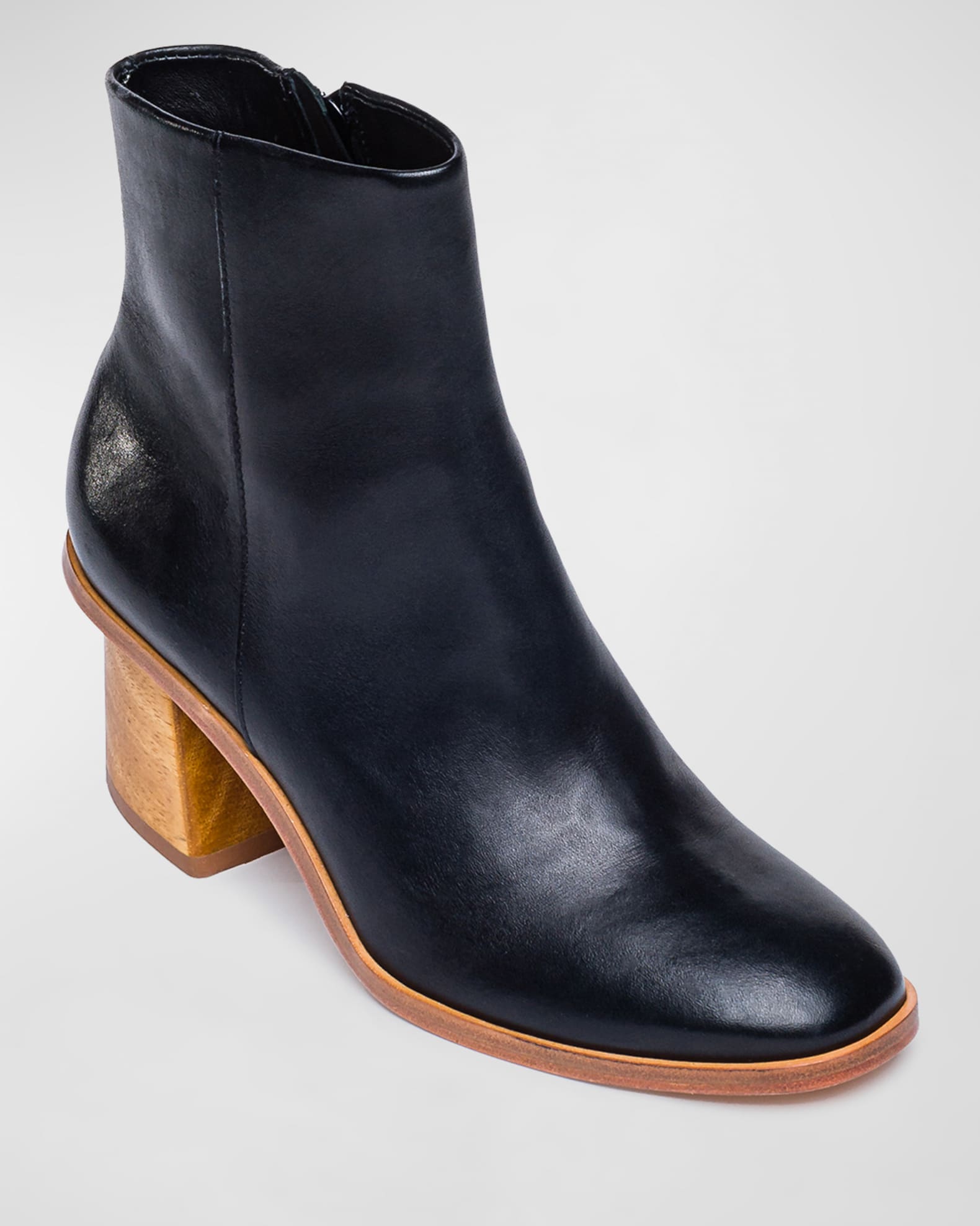 Bernardo Nantucket Leather BlockHeel Booties Neiman Marcus