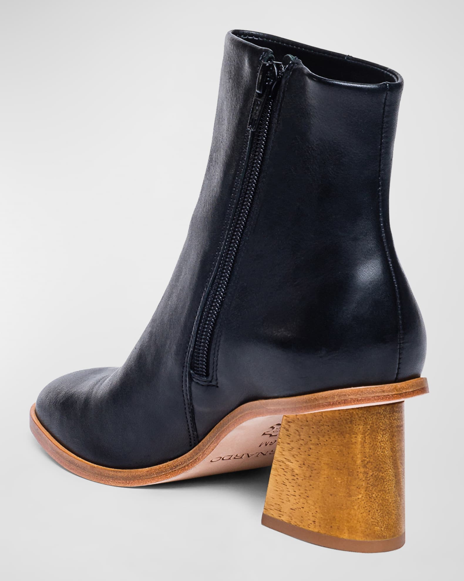 Bernardo Nantucket Leather BlockHeel Booties Neiman Marcus