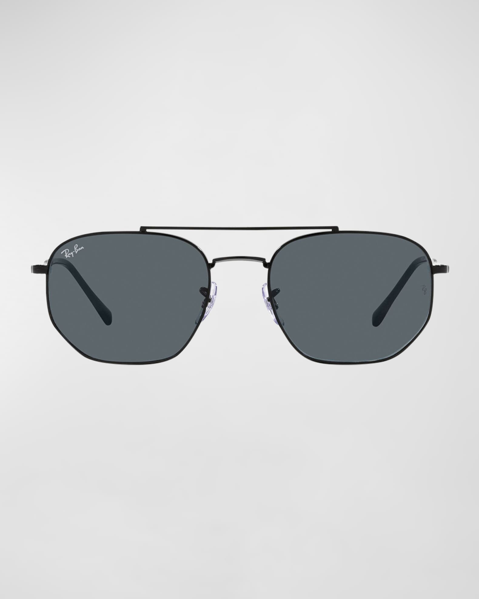 Ray-Ban Men's Double-Bridge Round Metal Sunglasses, Black, Men's, Sunglasses Round Sunglasses