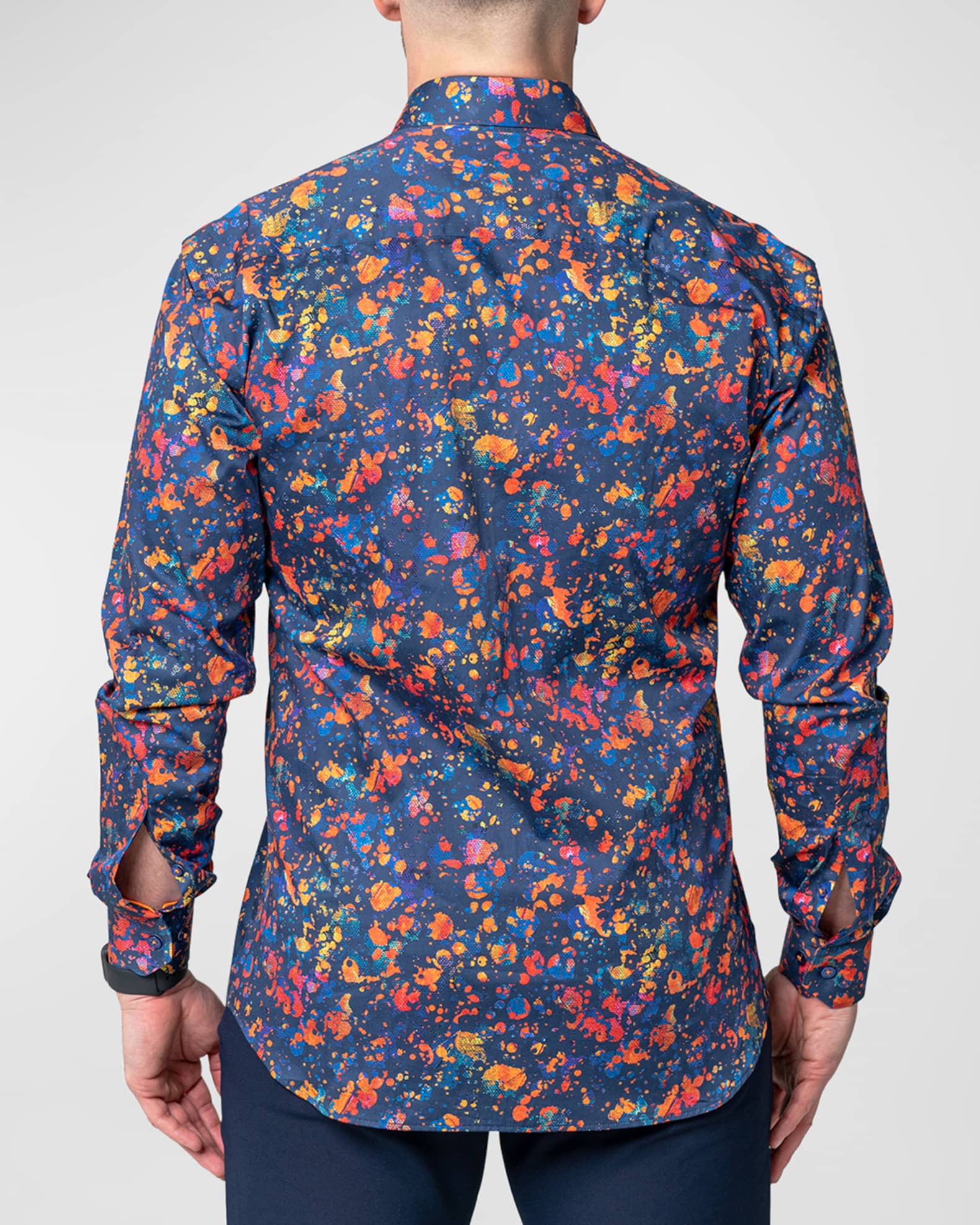 Men's Fibonacci Paint Splatter Sport Shirt 1