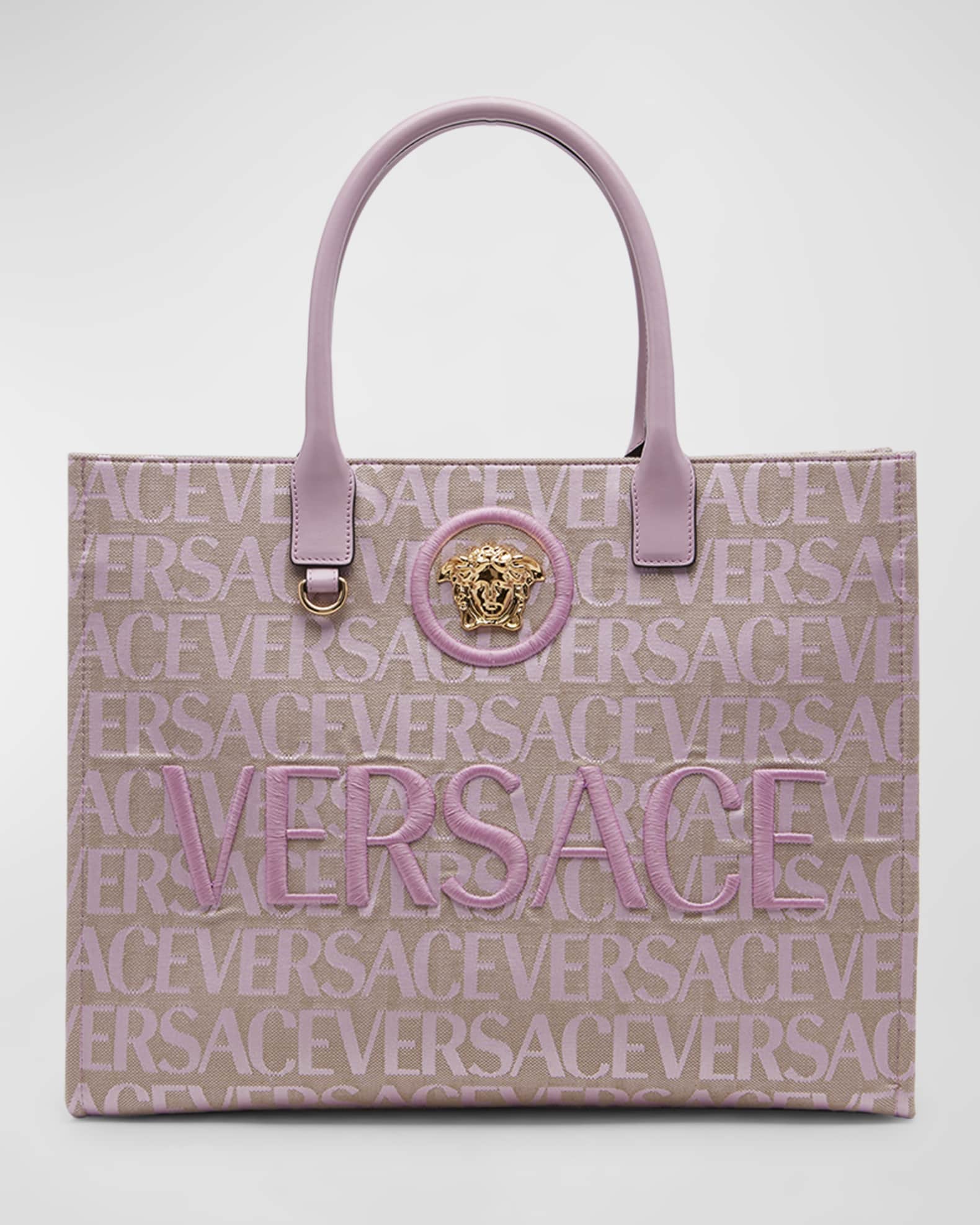 La Medusa Canvas Tote Bag in Beige - Versace