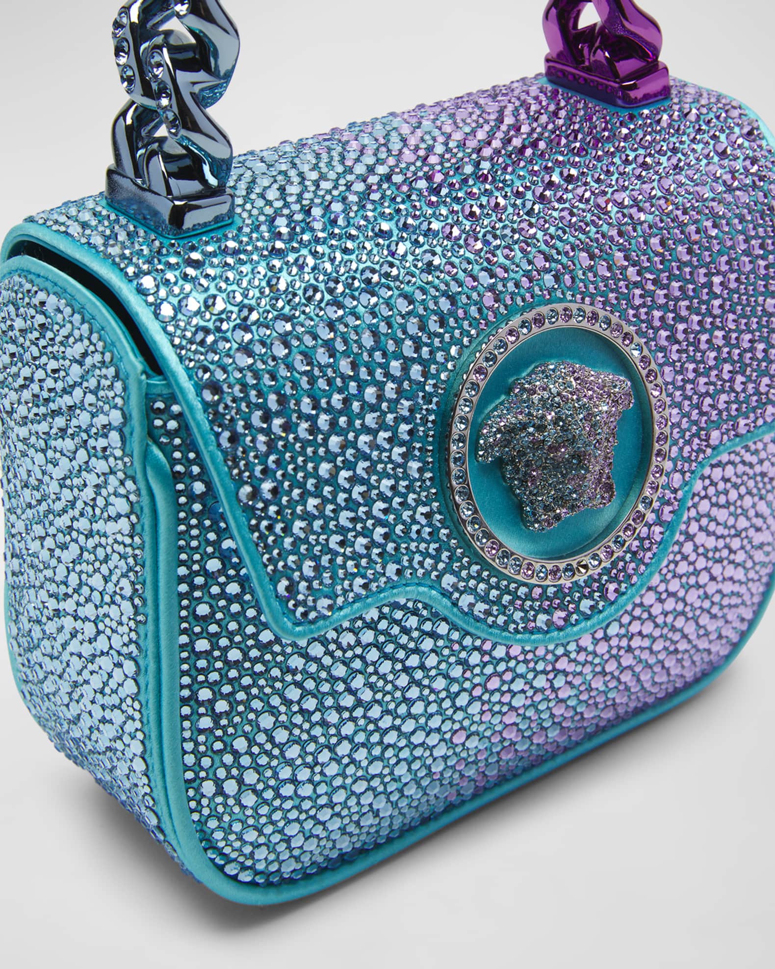 Versace La Medusa Mini Glitter Top-Handle Bag | Neiman Marcus