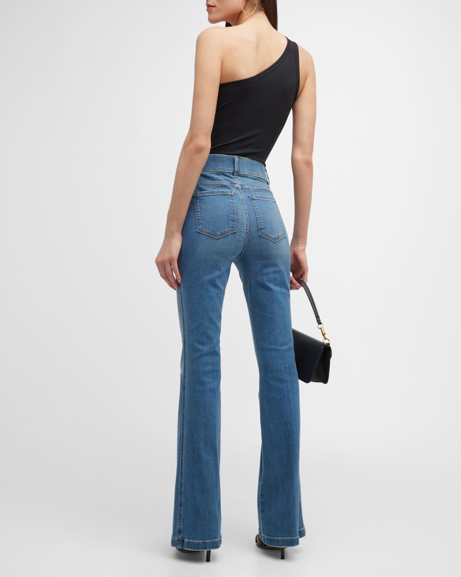 Spanx High-Rise Flared Stretch-Denim Jeans | Neiman Marcus