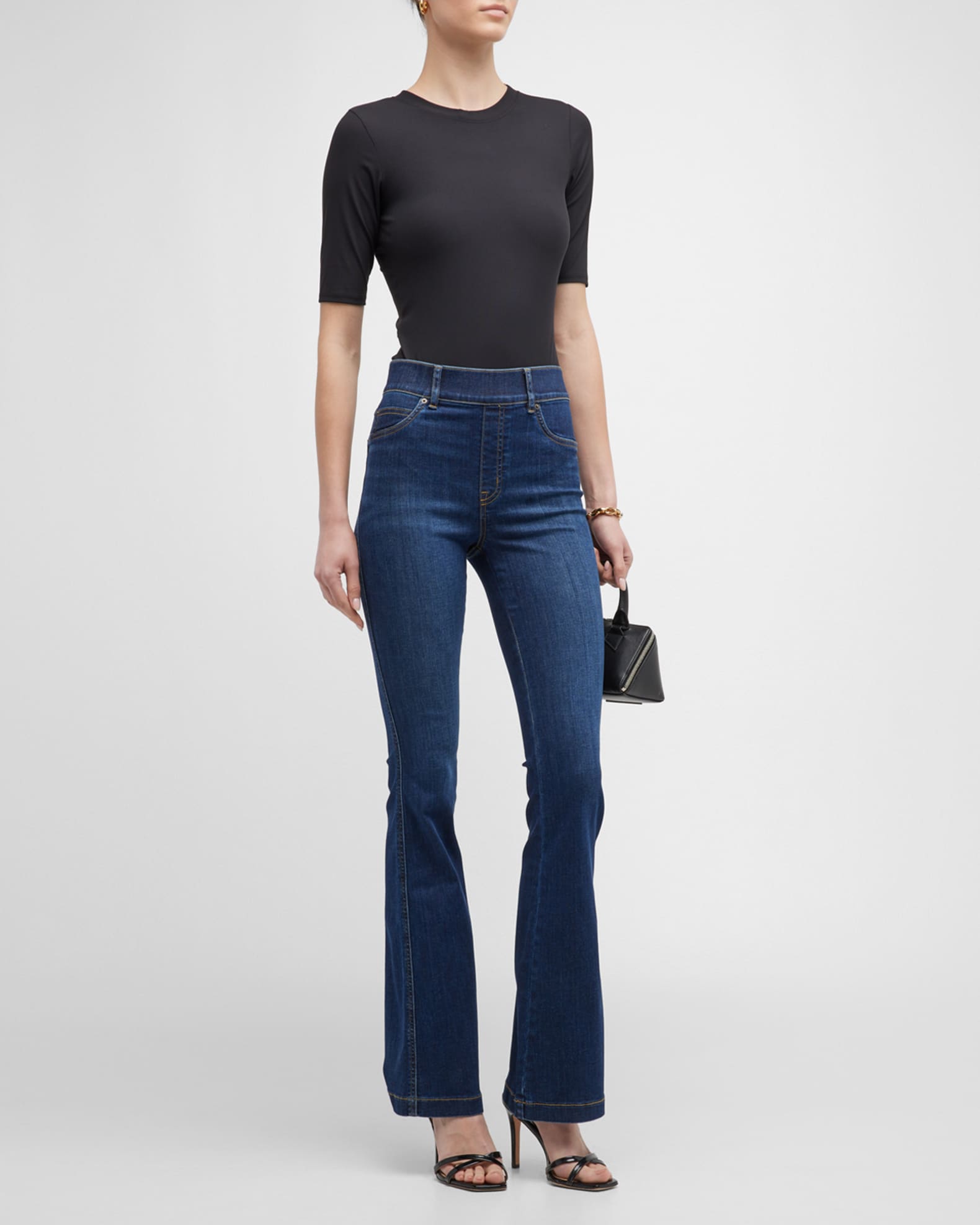 Spanx Flare High-Rise Stretch Denim Jeans | Neiman Marcus