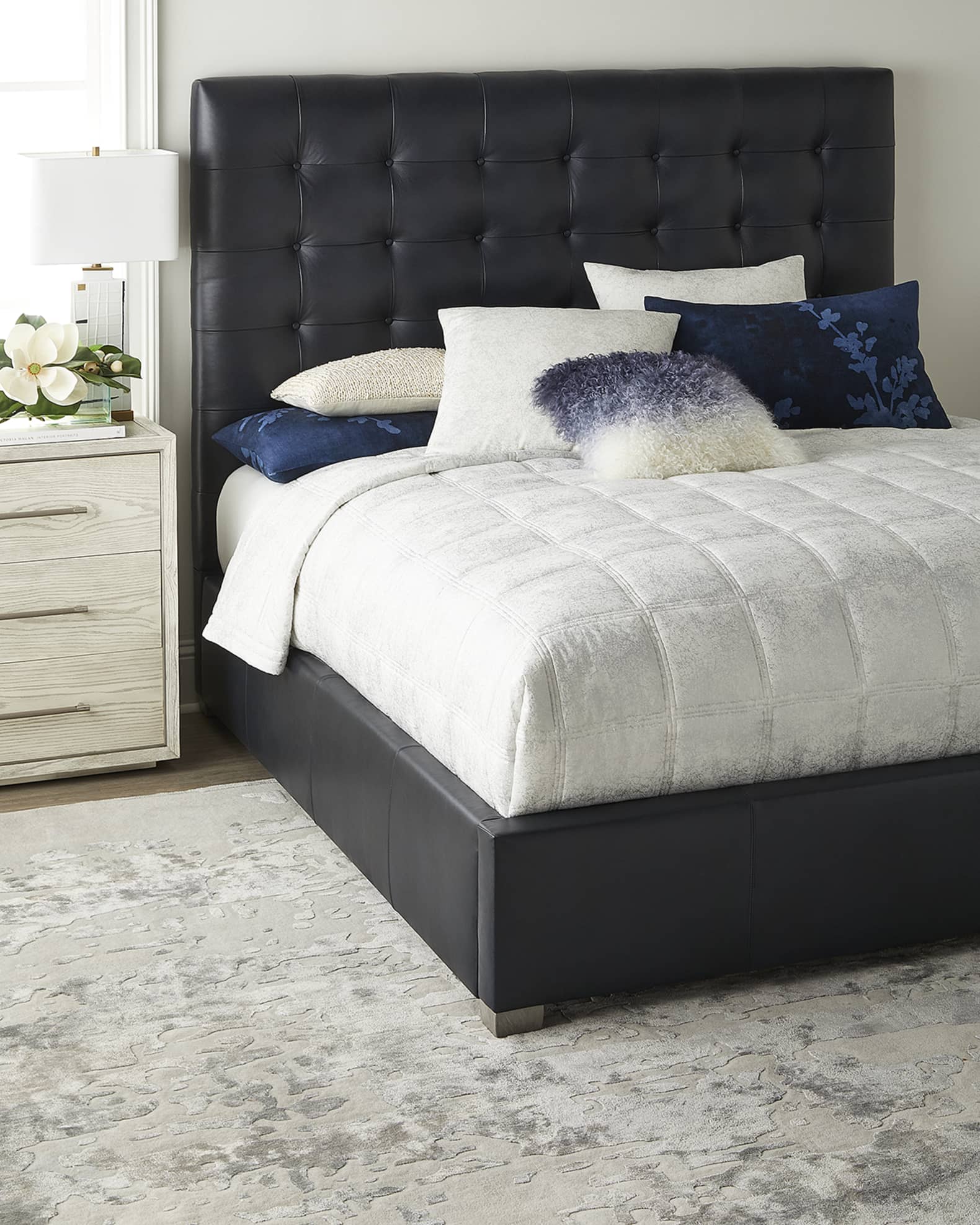 Bernhardt Avery Leather King Bed Neiman Marcus