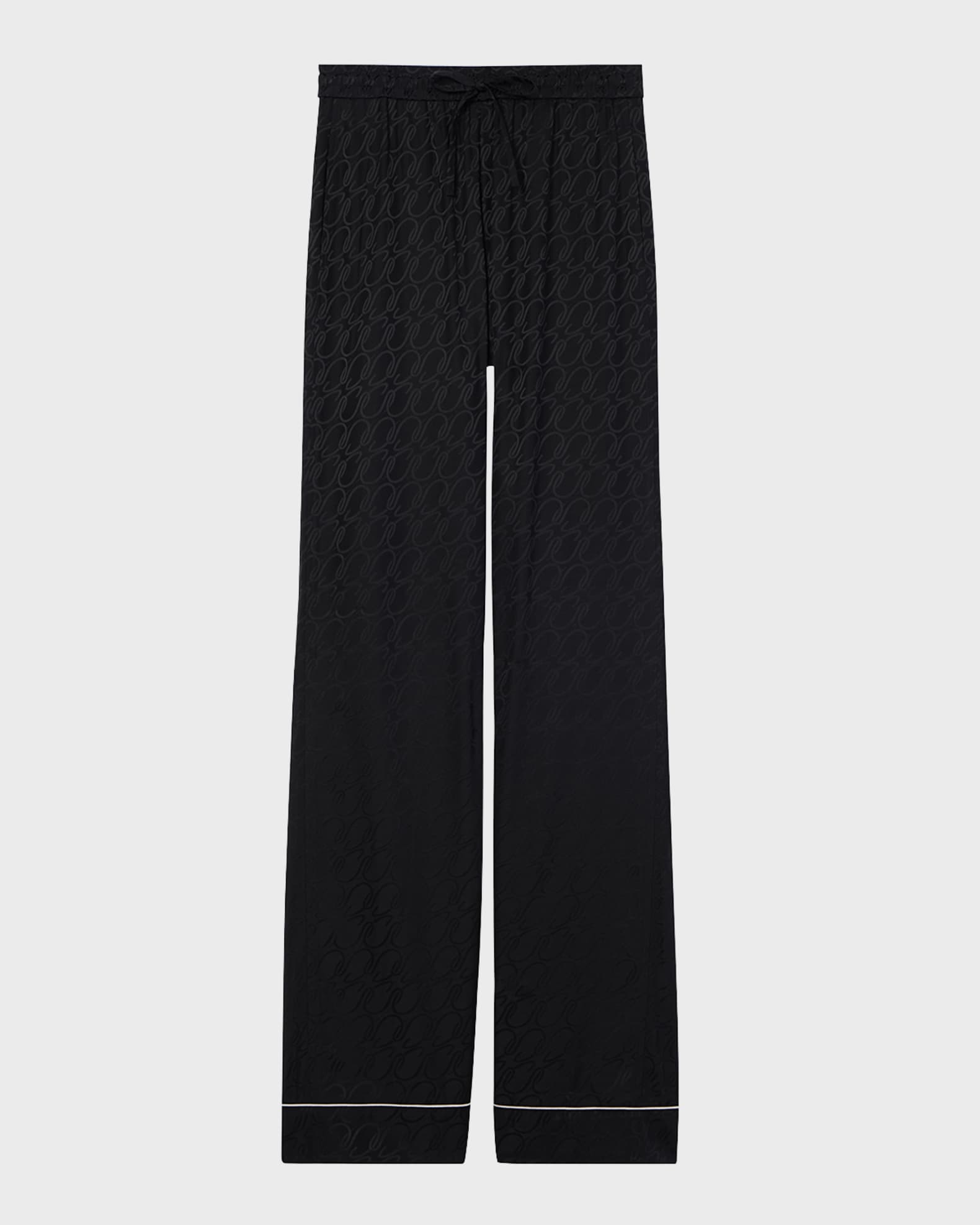 St. John Cursive Icon Stretch Silk Jacquard Pajama Pants | Neiman Marcus
