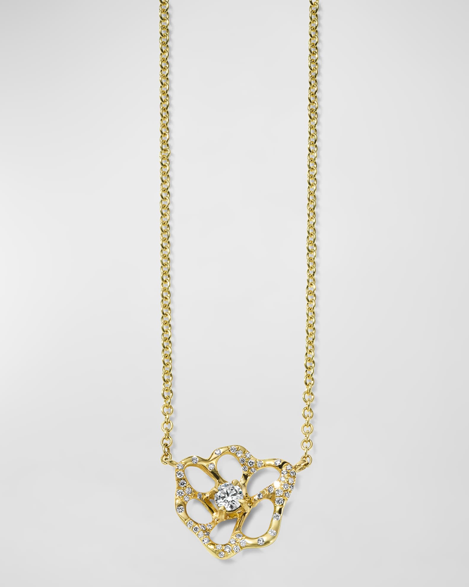 18K Stardust Drizzle Small Flower Necklace with Diamonds 0