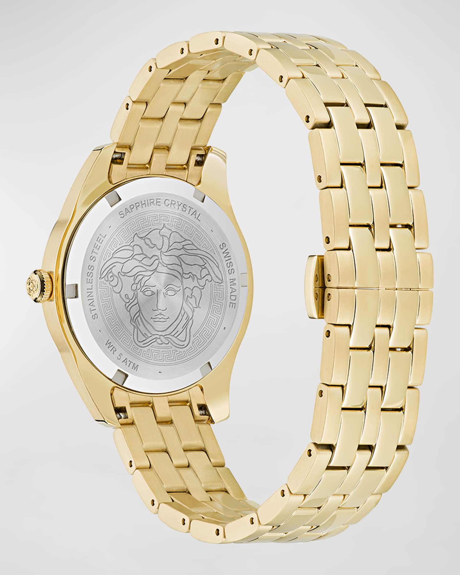 Versace Greca Logo Yellow Gold Bracelet 41mm Quartz Men's Watch $1500  Retail