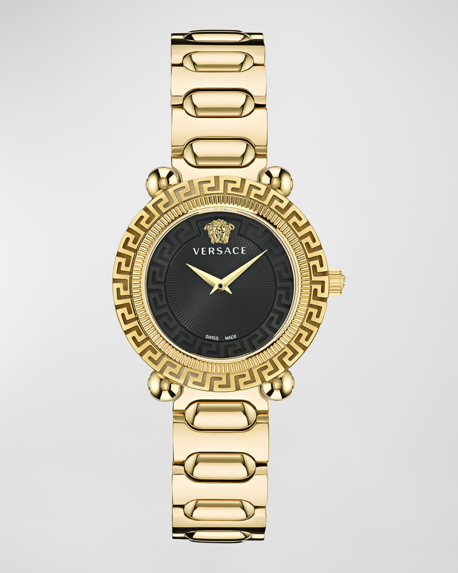 35mm Greca Twist Watch with Bracelet Strap Yellow Gold Black