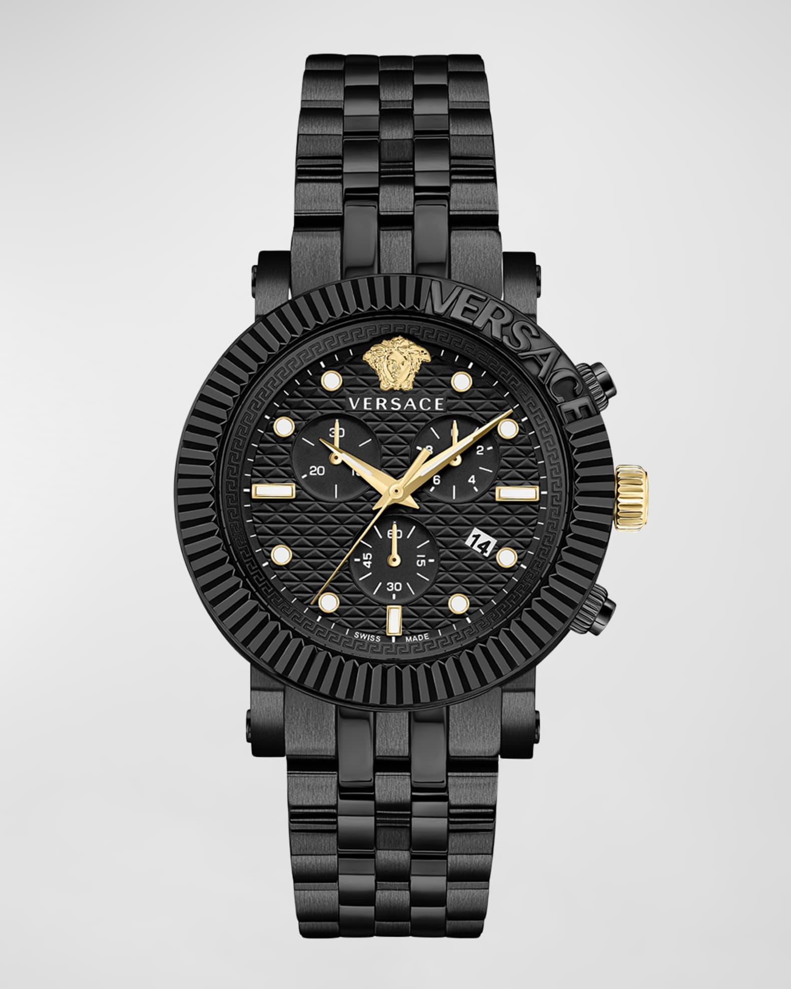 Versace Men s V Chrono Classic IP Black Bracelet Watch 45mm Neiman Marcus