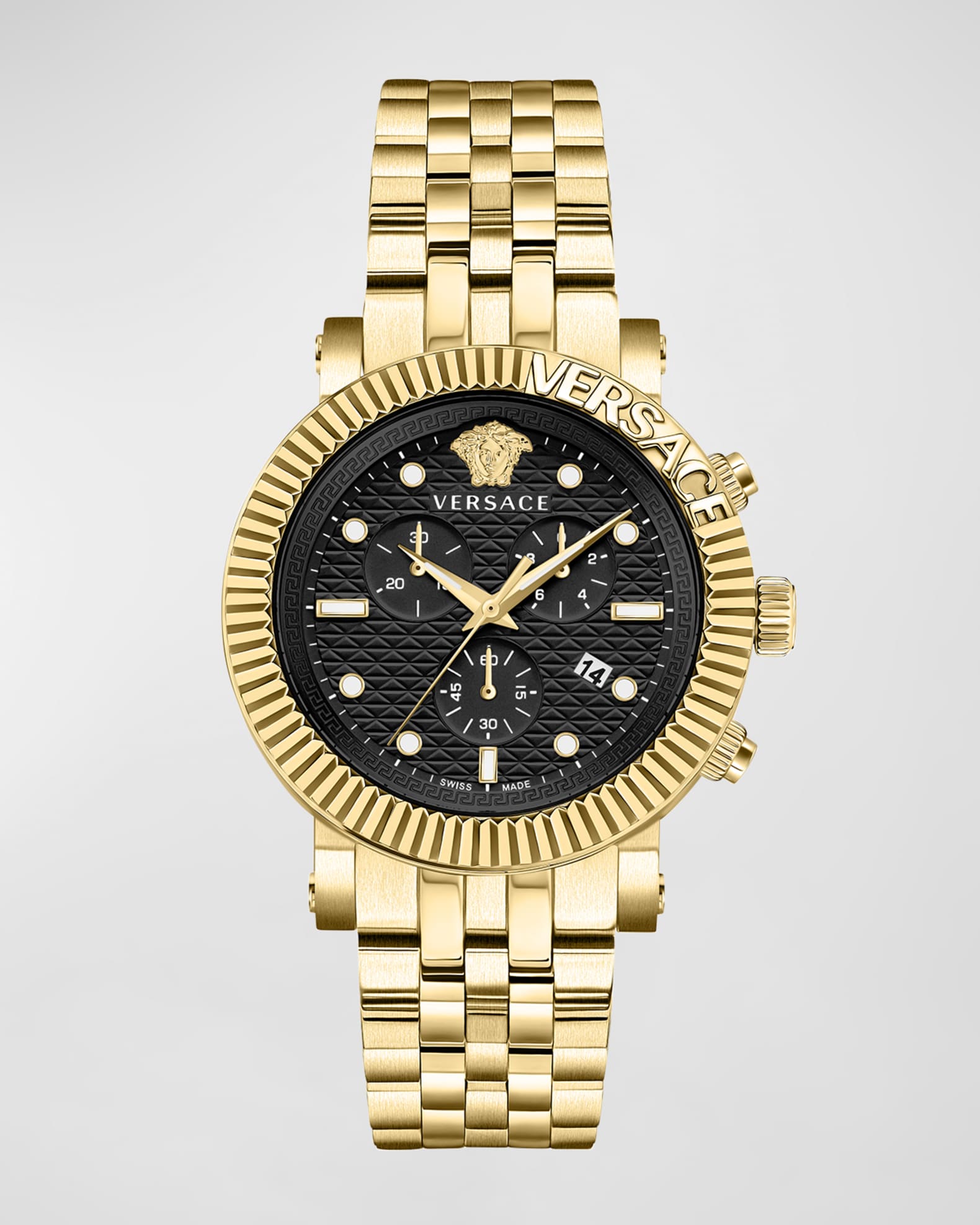 Versace Men s V Chrono Classic IP Yellow Gold Bracelet Watch 45mm