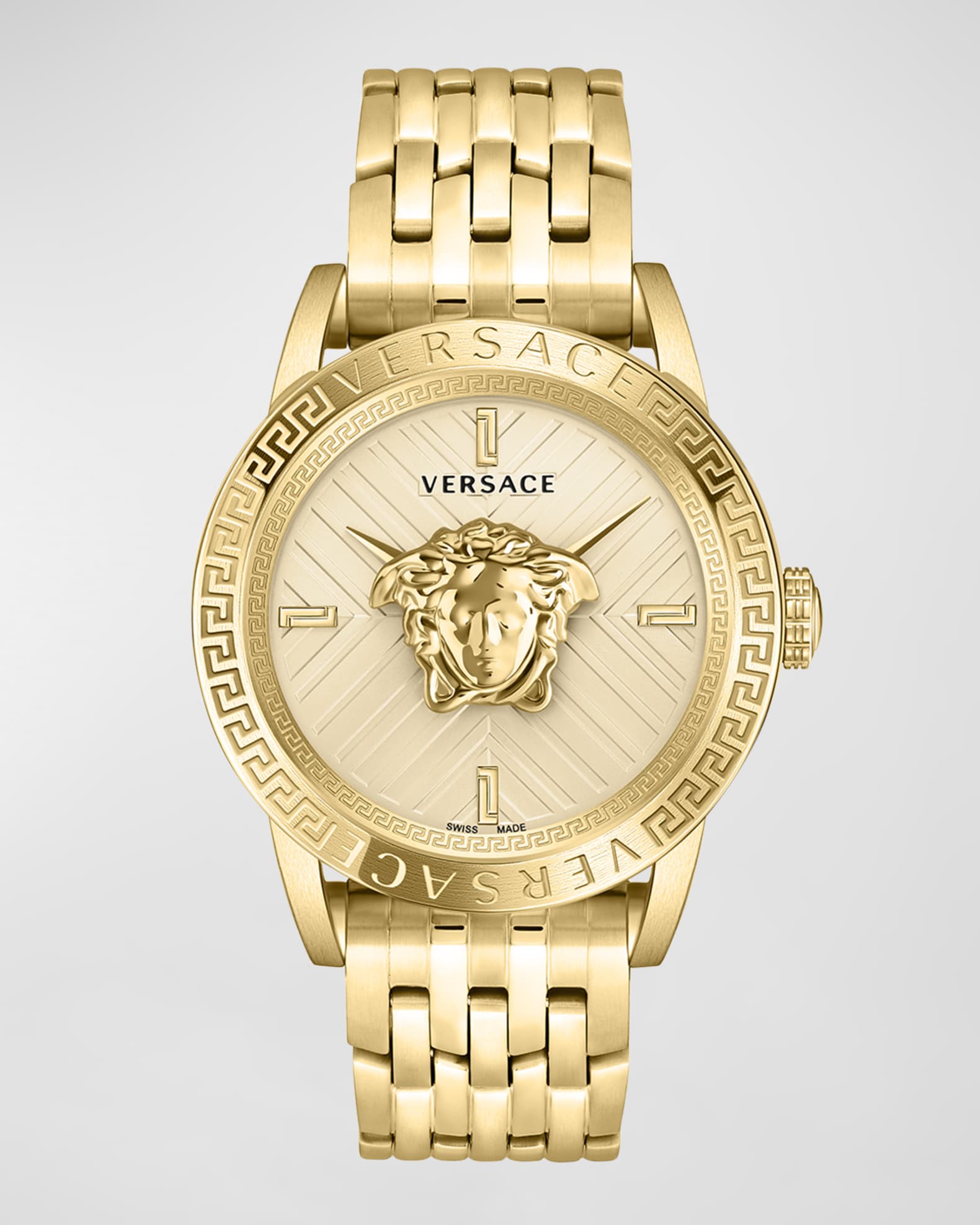 Versace Men s V Code Medusa Head IP Yellow Gold Bracelet Watch