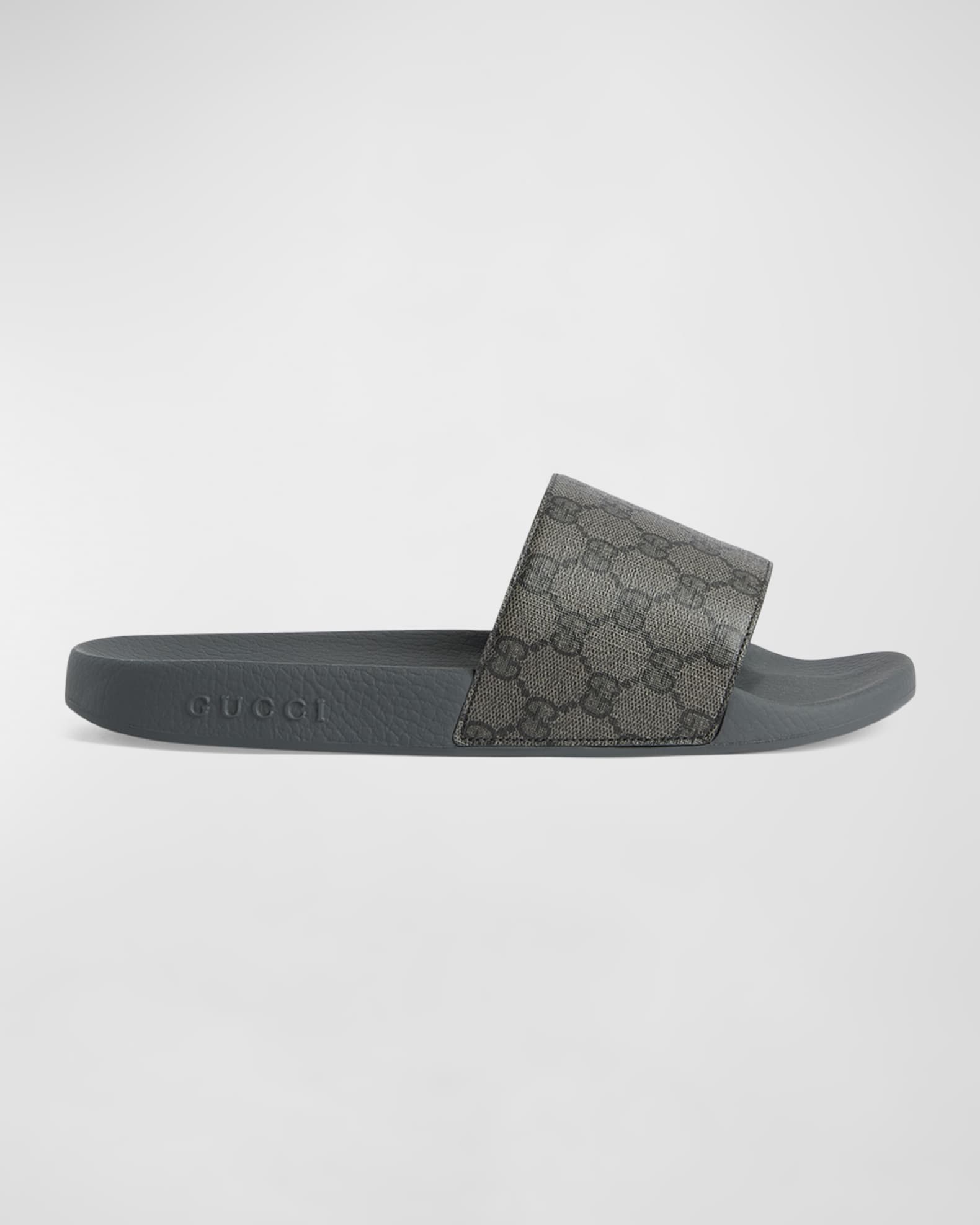 Gucci Men's Logo-Embossed Monogrammed Rubber Slides