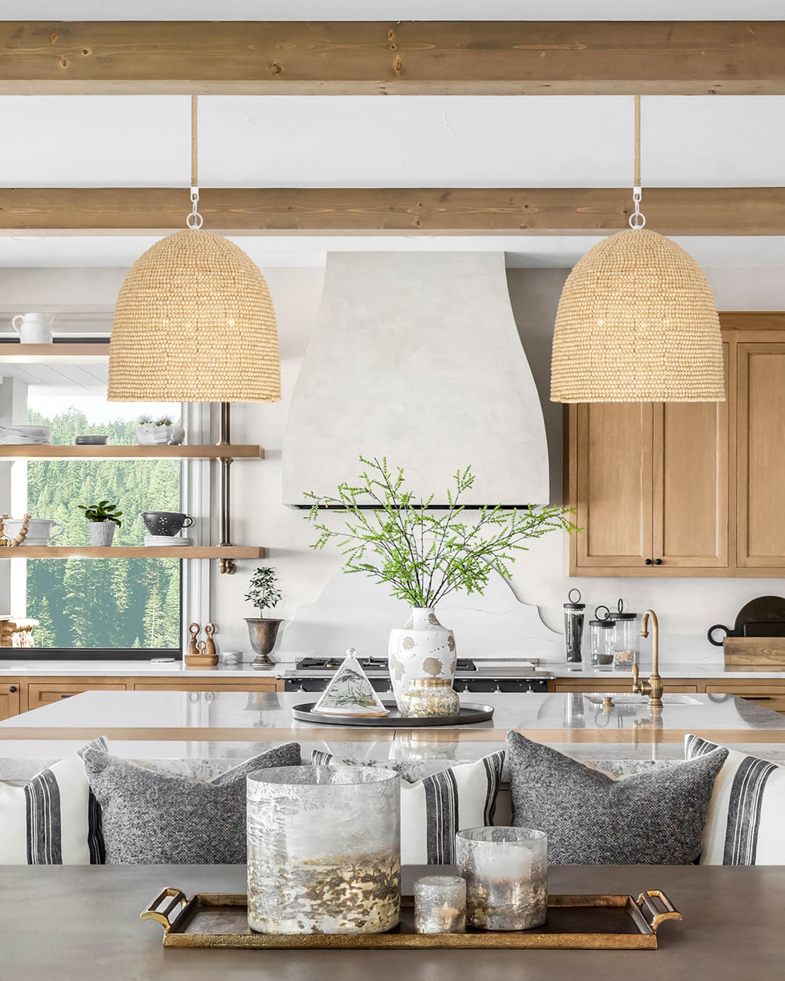 Jasper 3 Light Natural Wood Pendant Light Chandelier