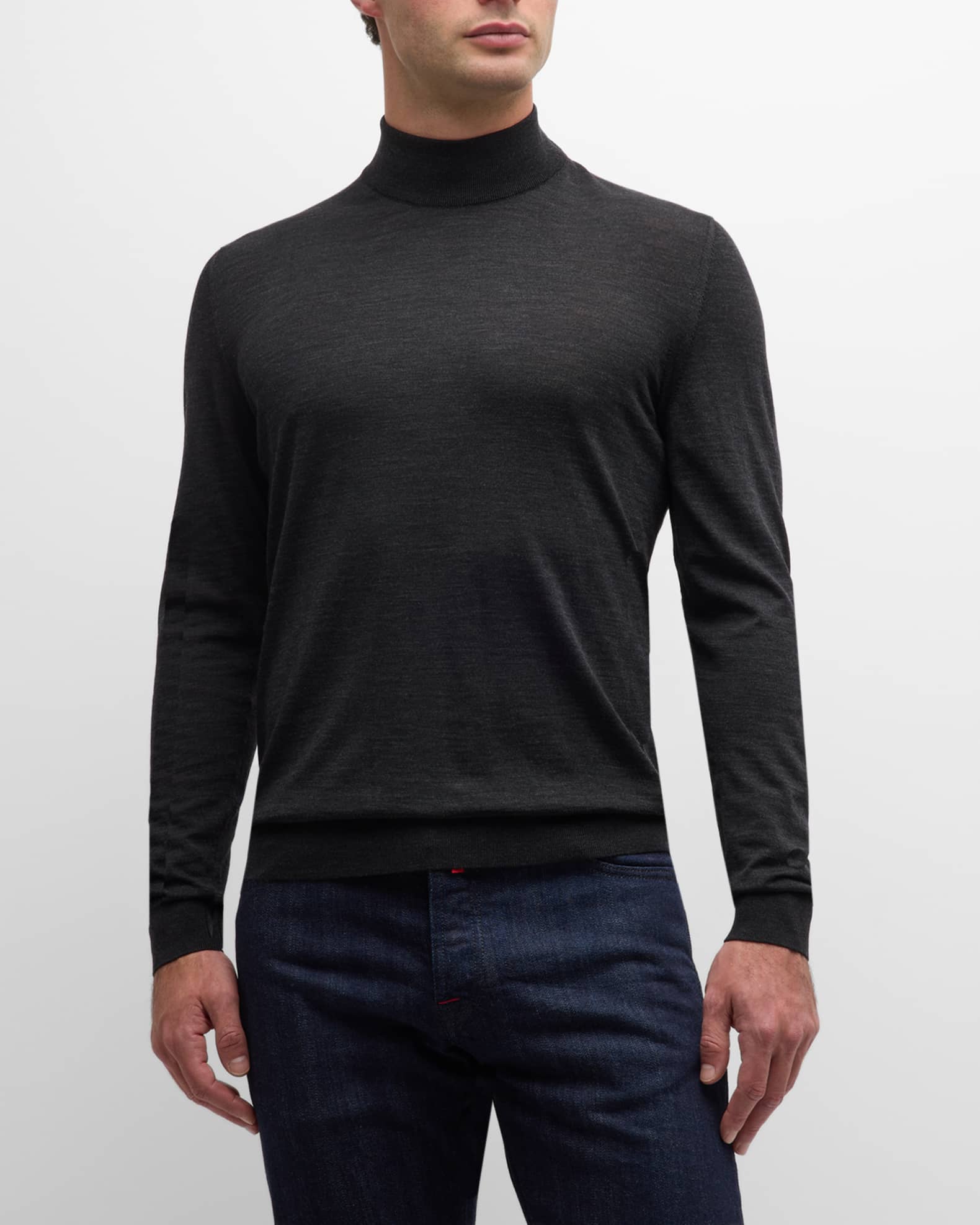 Kiton Men's Wool Mock Neck Sweater | Neiman Marcus