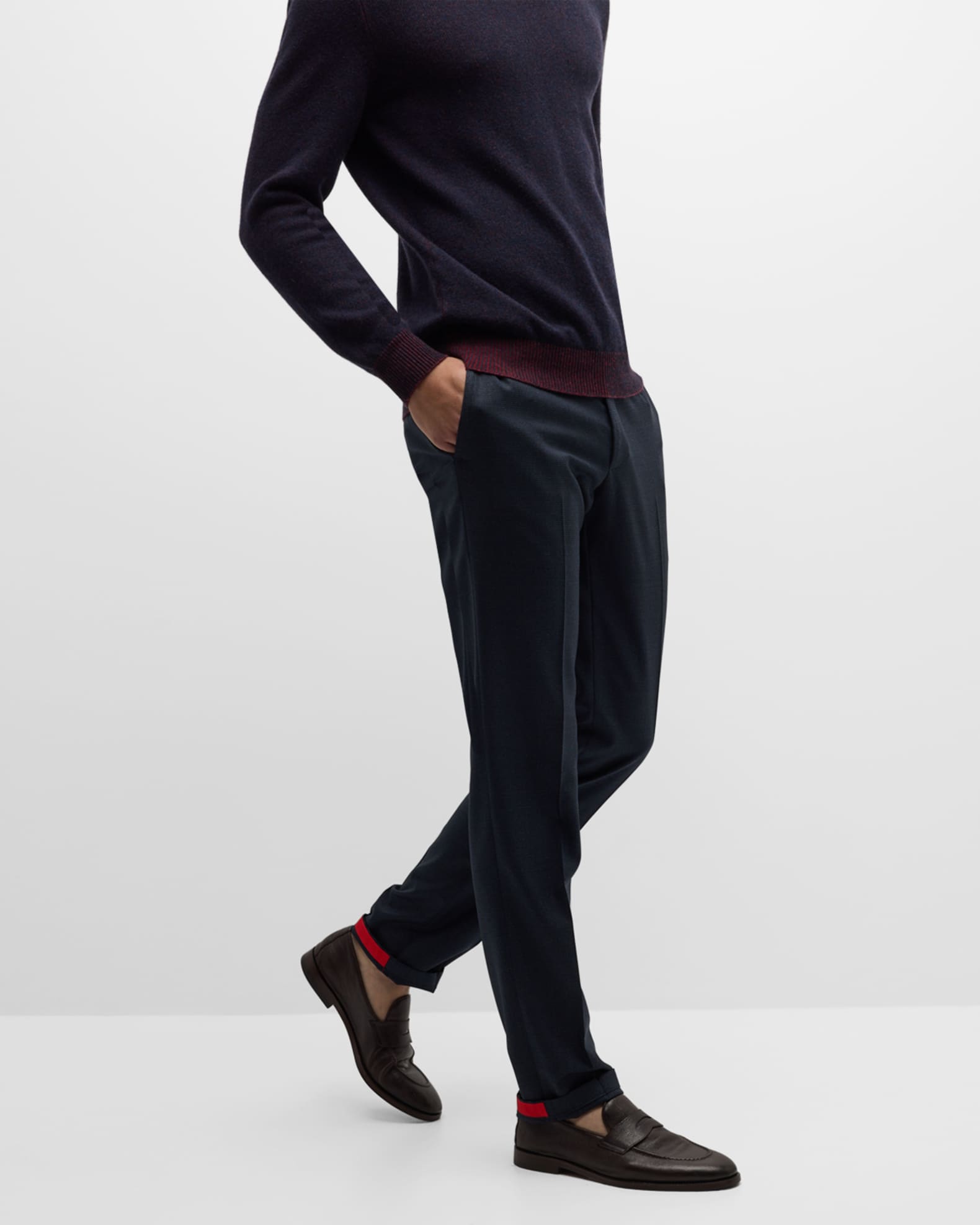 Kiton Men's Wool Houndstooth Pants Neiman Marcus