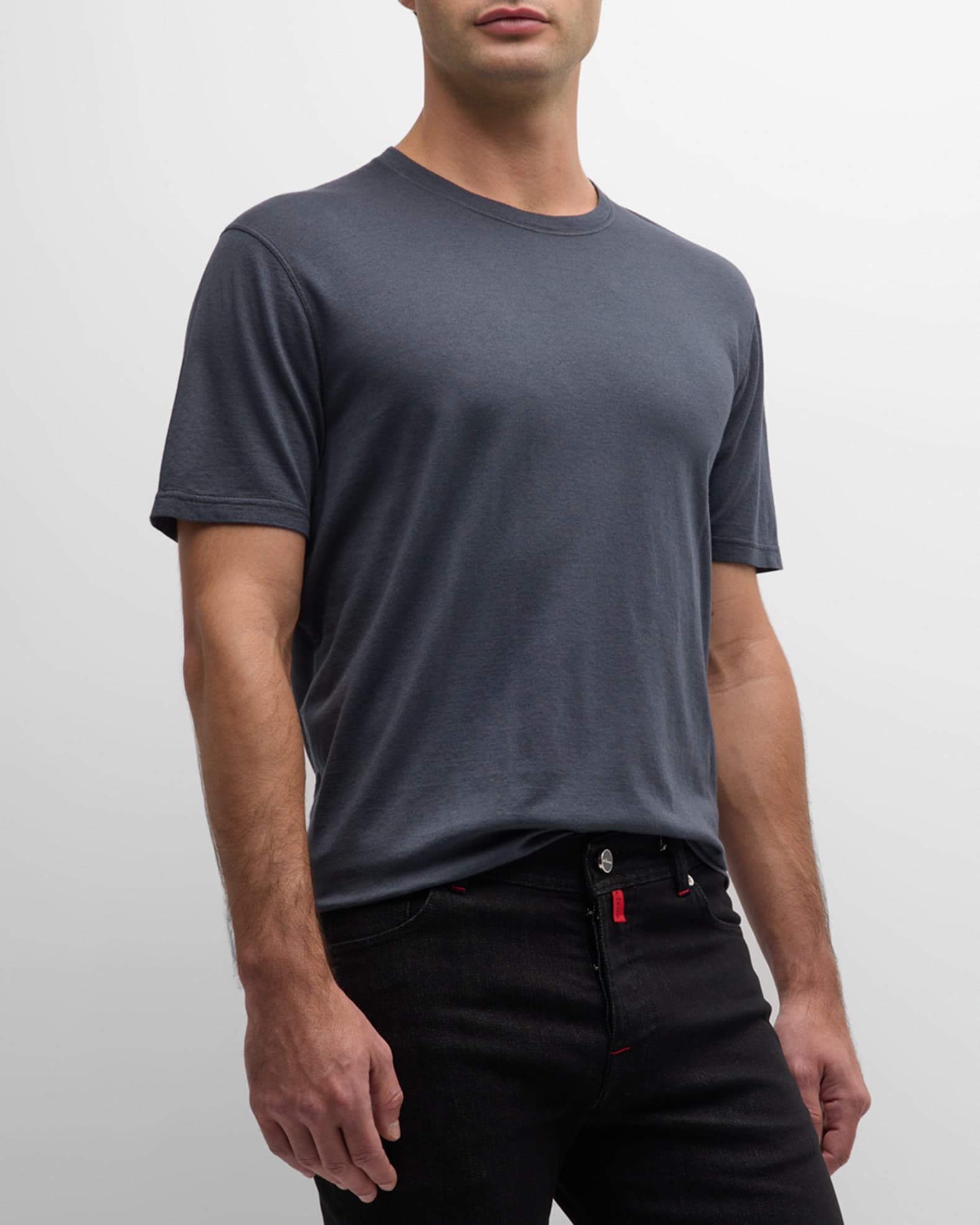 Grey Cotton / Cashmere Round Neck T-Shirt MEN
