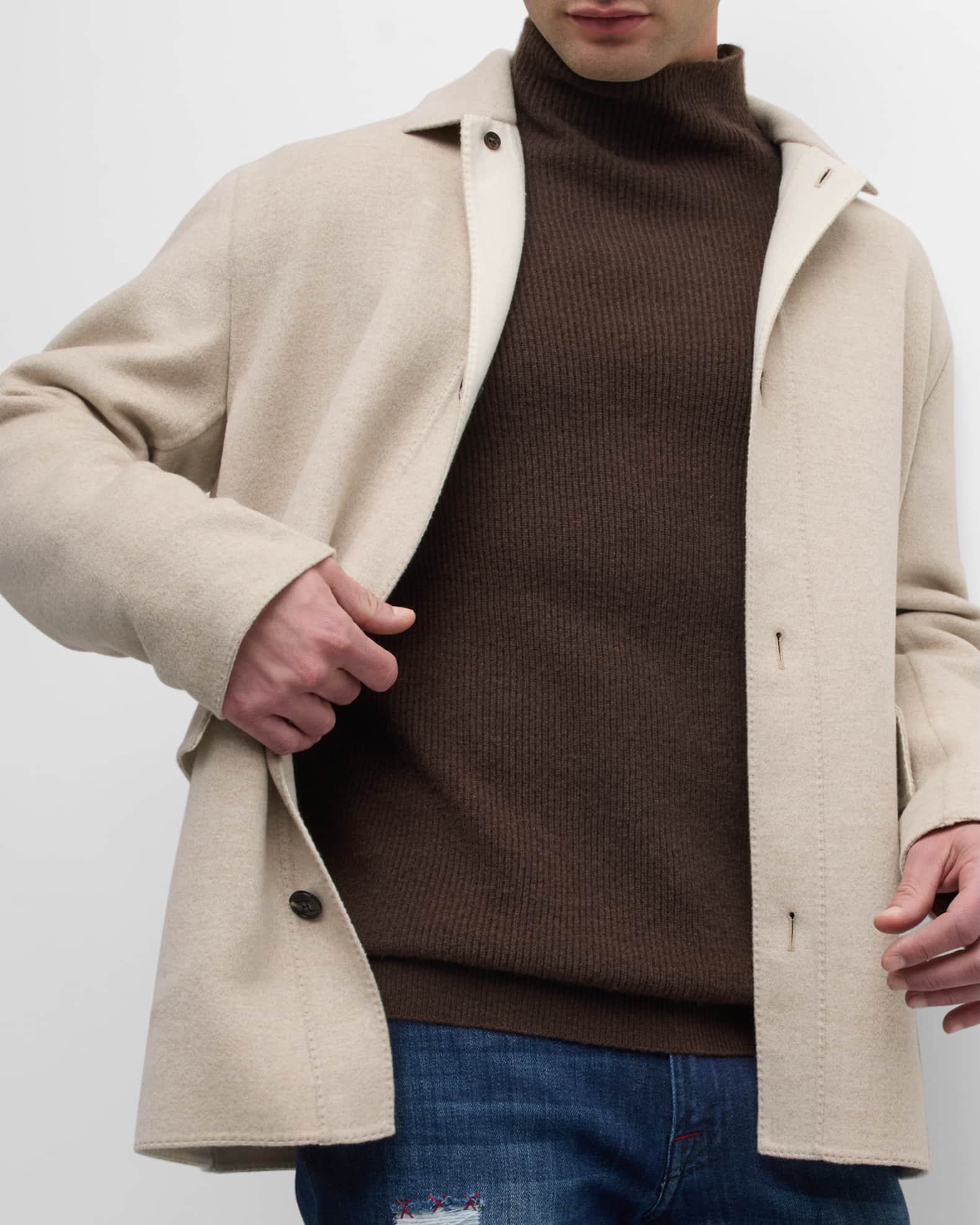 Kiton Men's WoolCashmere Car Coat Neiman Marcus