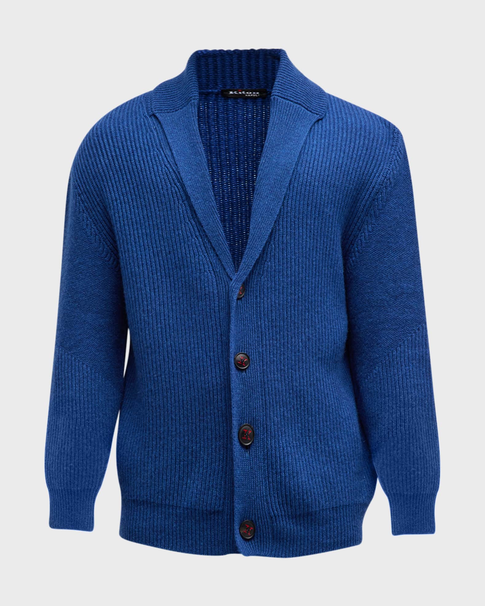 Kiton Men's Ribbed Cashmere Cardigan Sweater | Neiman Marcus