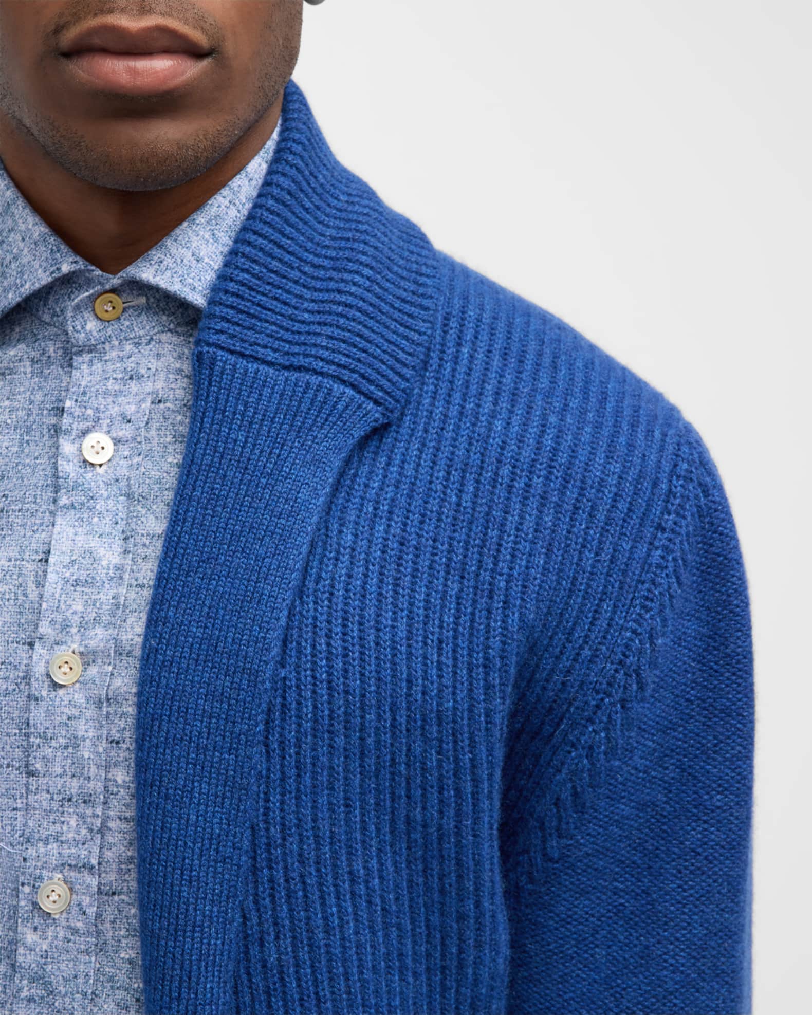 Kiton Men's Ribbed Cashmere Cardigan Sweater | Neiman Marcus