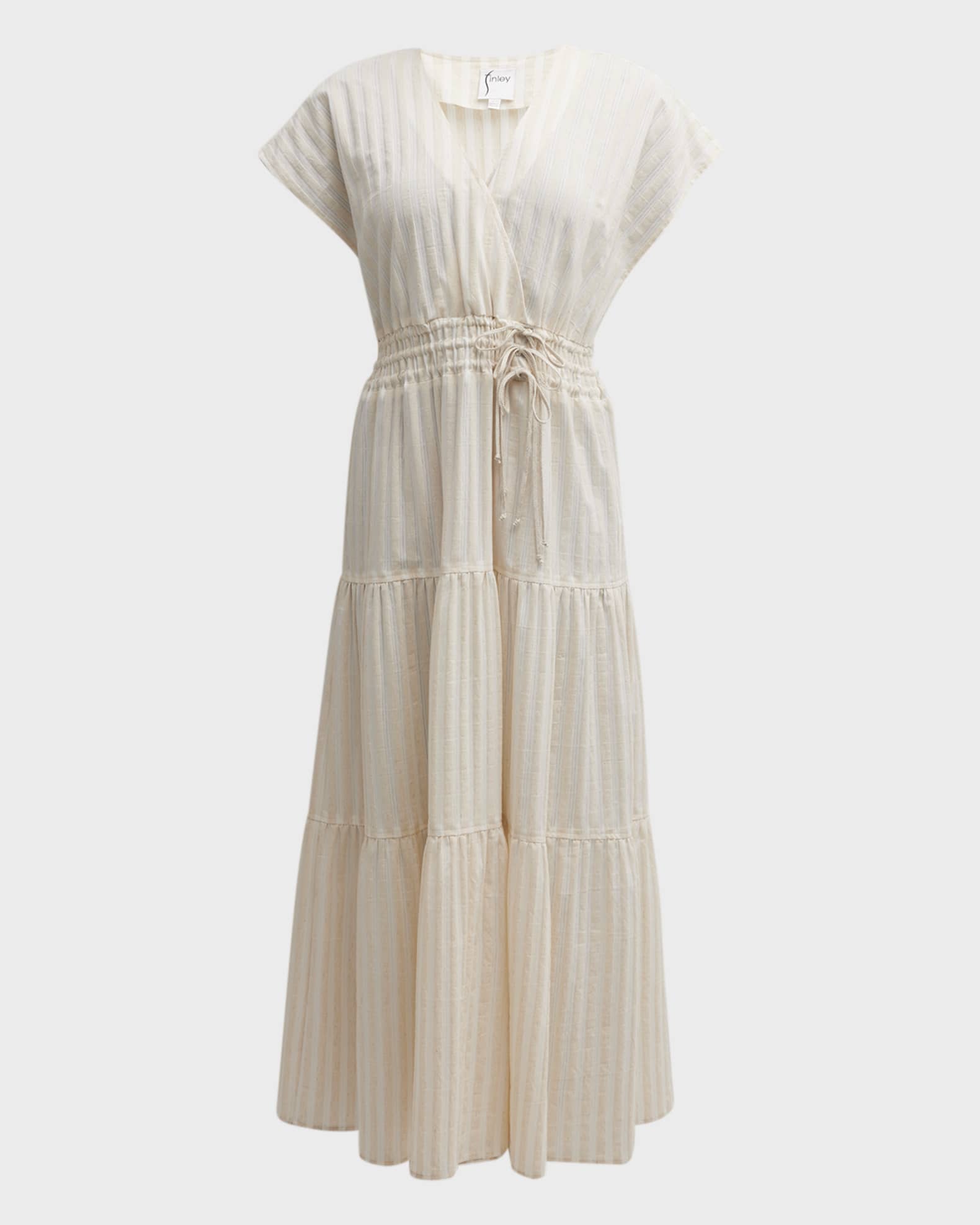 Finley Tiered Striped Drawstring Maxi Dress | Neiman Marcus