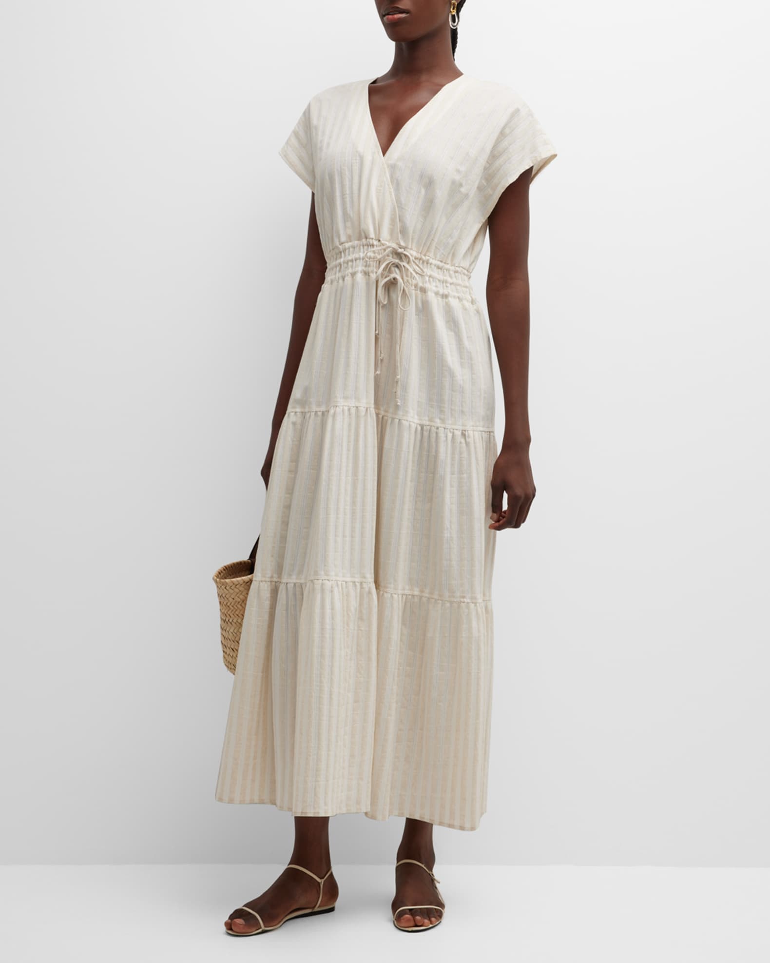 Finley Tiered Striped Drawstring Maxi Dress Neiman Marcus