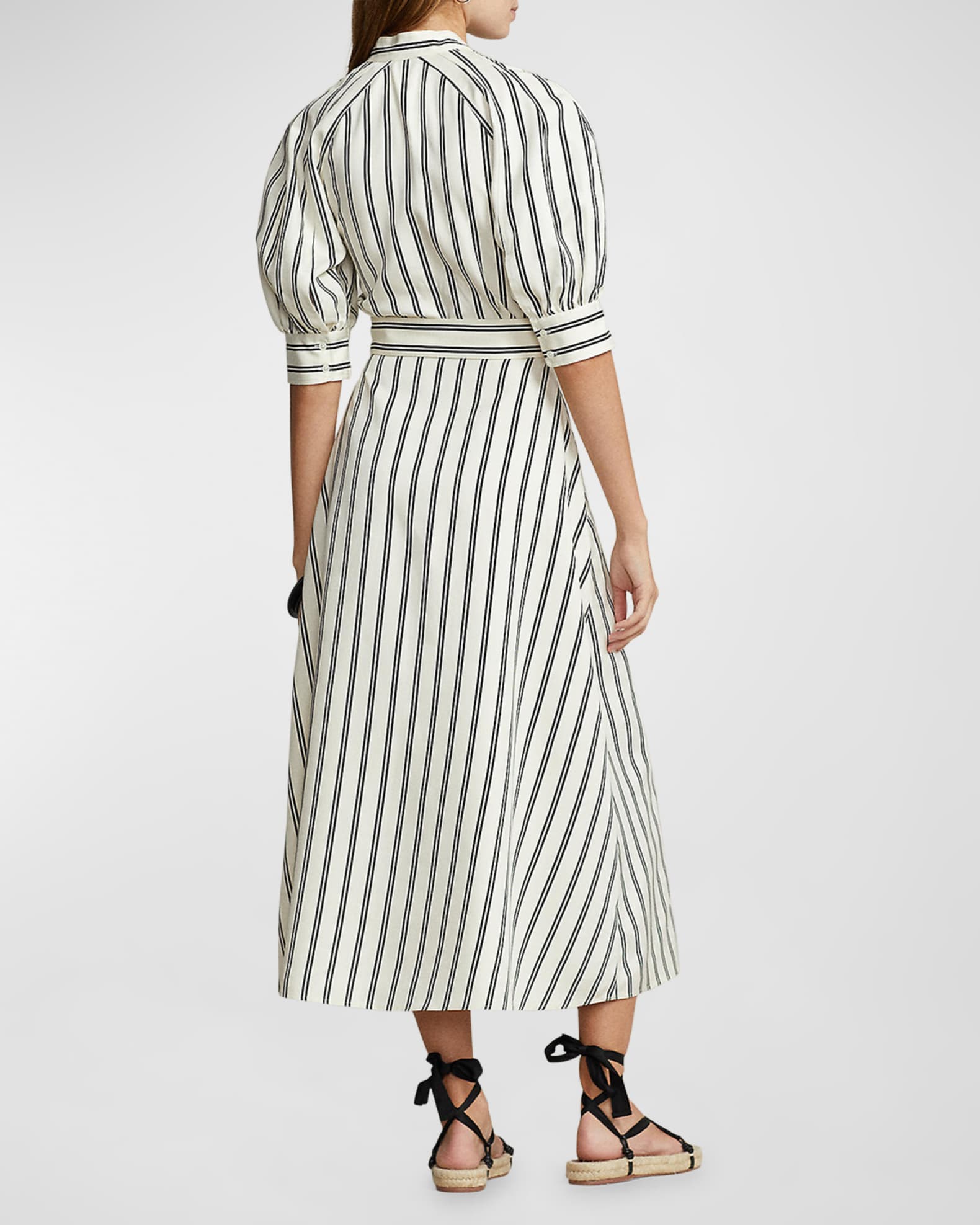 Polo Ralph Lauren Striped Mulberry Silk Midi Dress | Neiman Marcus