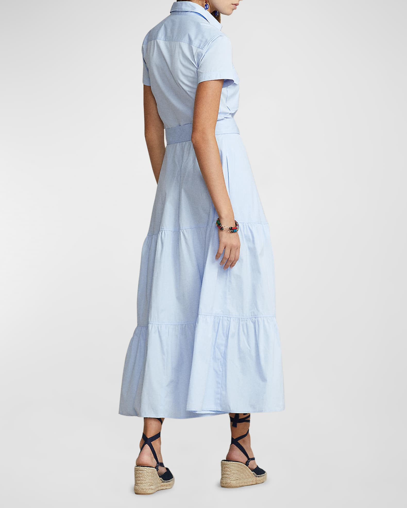 Polo Ralph Lauren Belted Tiered Cotton Shirtdress | Neiman Marcus