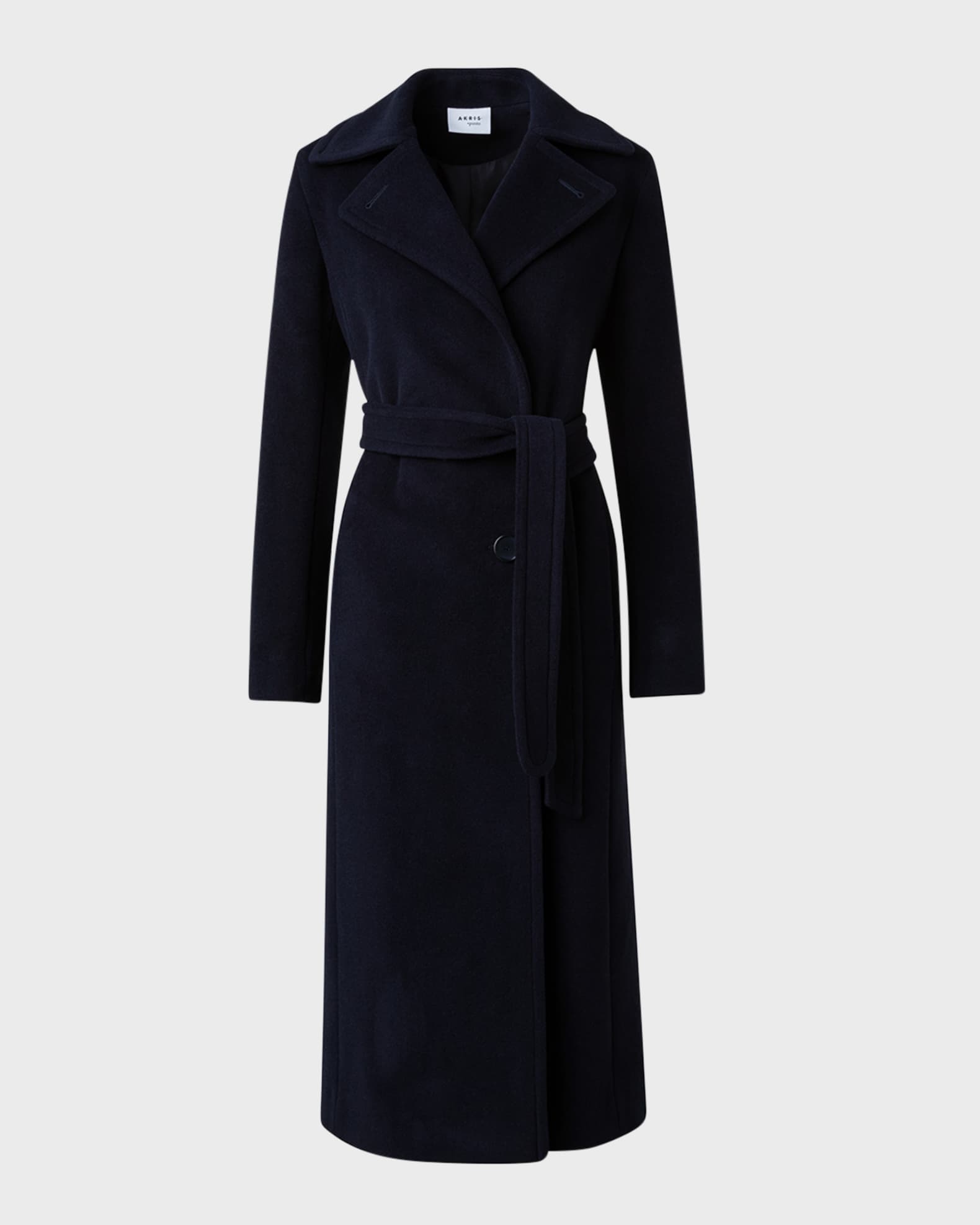 Akris punto Belted Wool-Cashmere Long Coat | Neiman Marcus