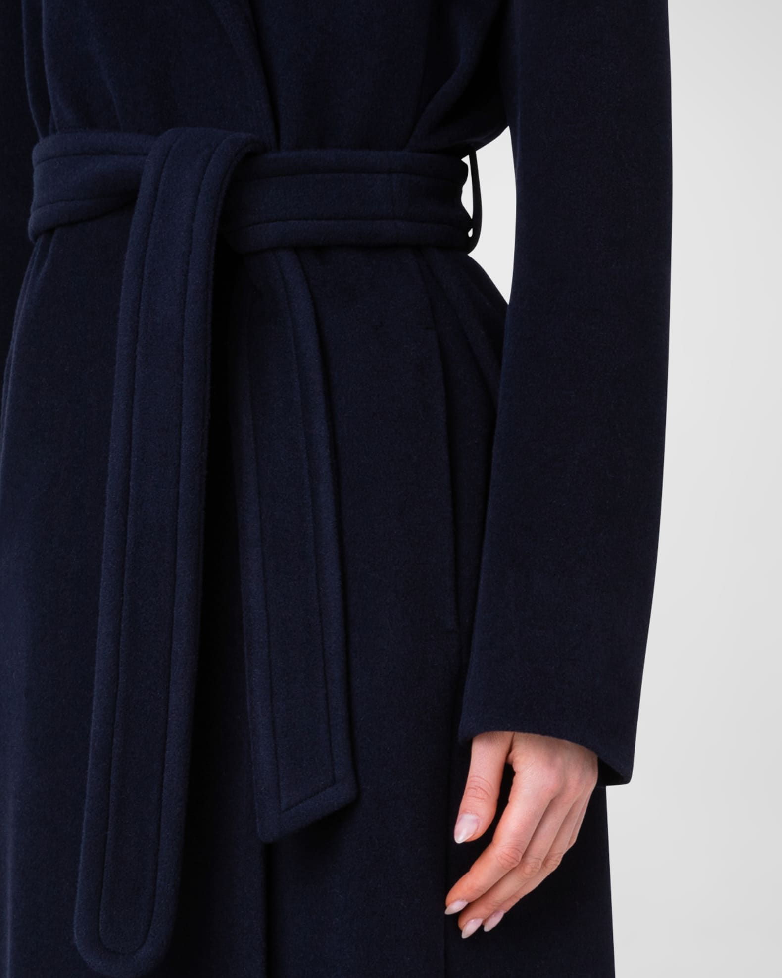 Akris punto Belted Wool-Cashmere Long Coat | Neiman Marcus