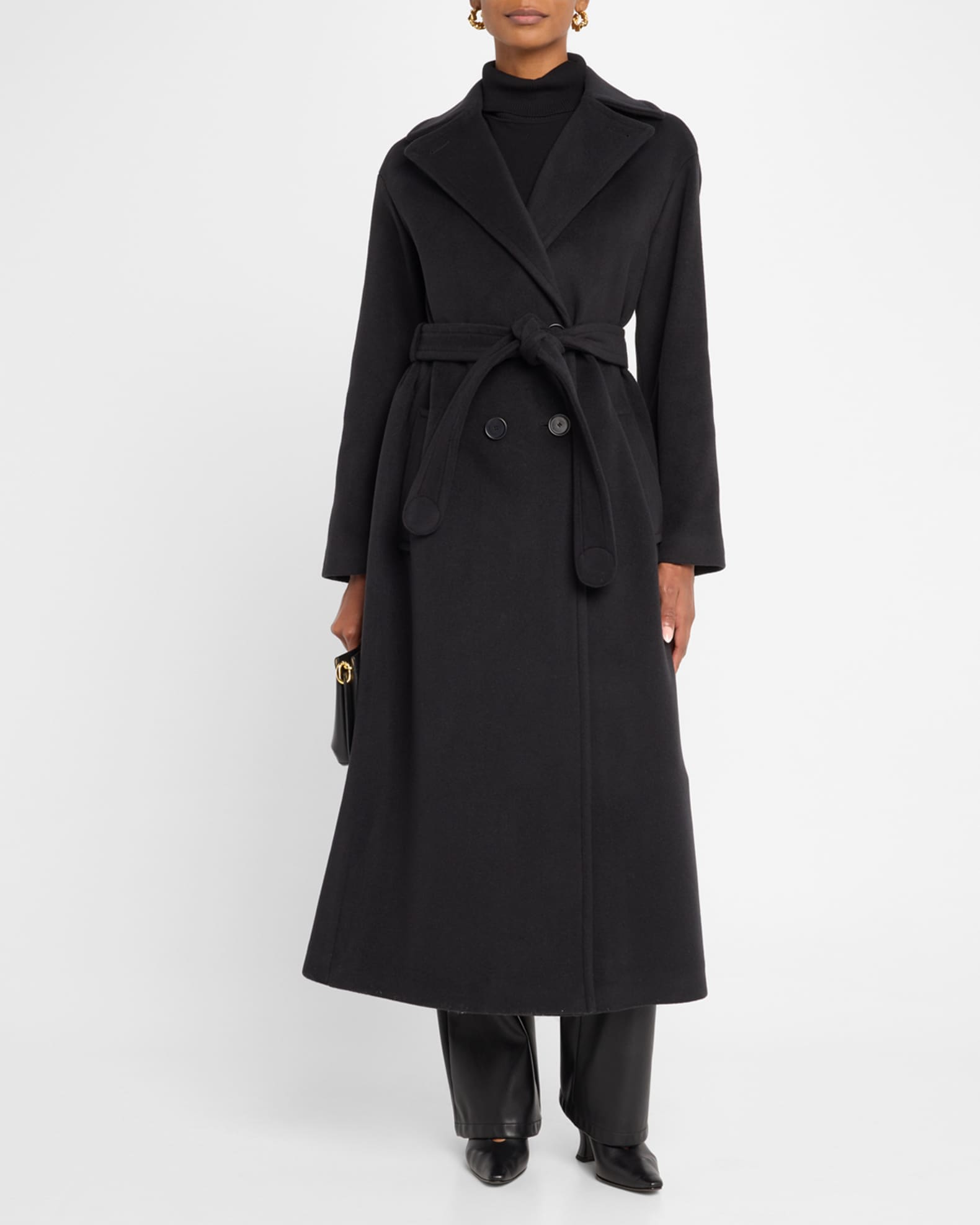 Akris punto Long Double-Breast Belted Wool-Cashmere Coat | Neiman