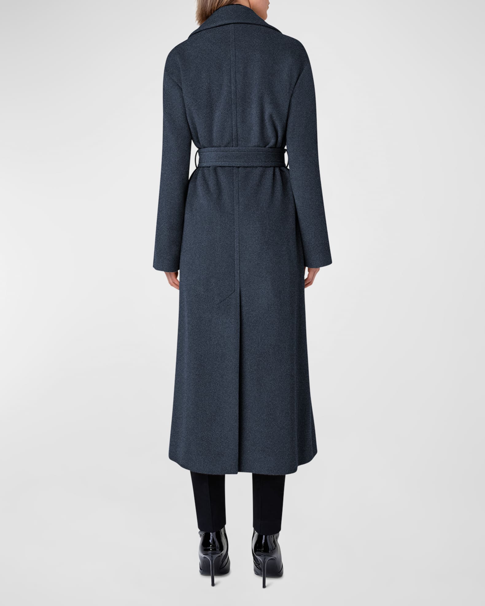 Long Double Breast Belted Wool Cashmere Coat