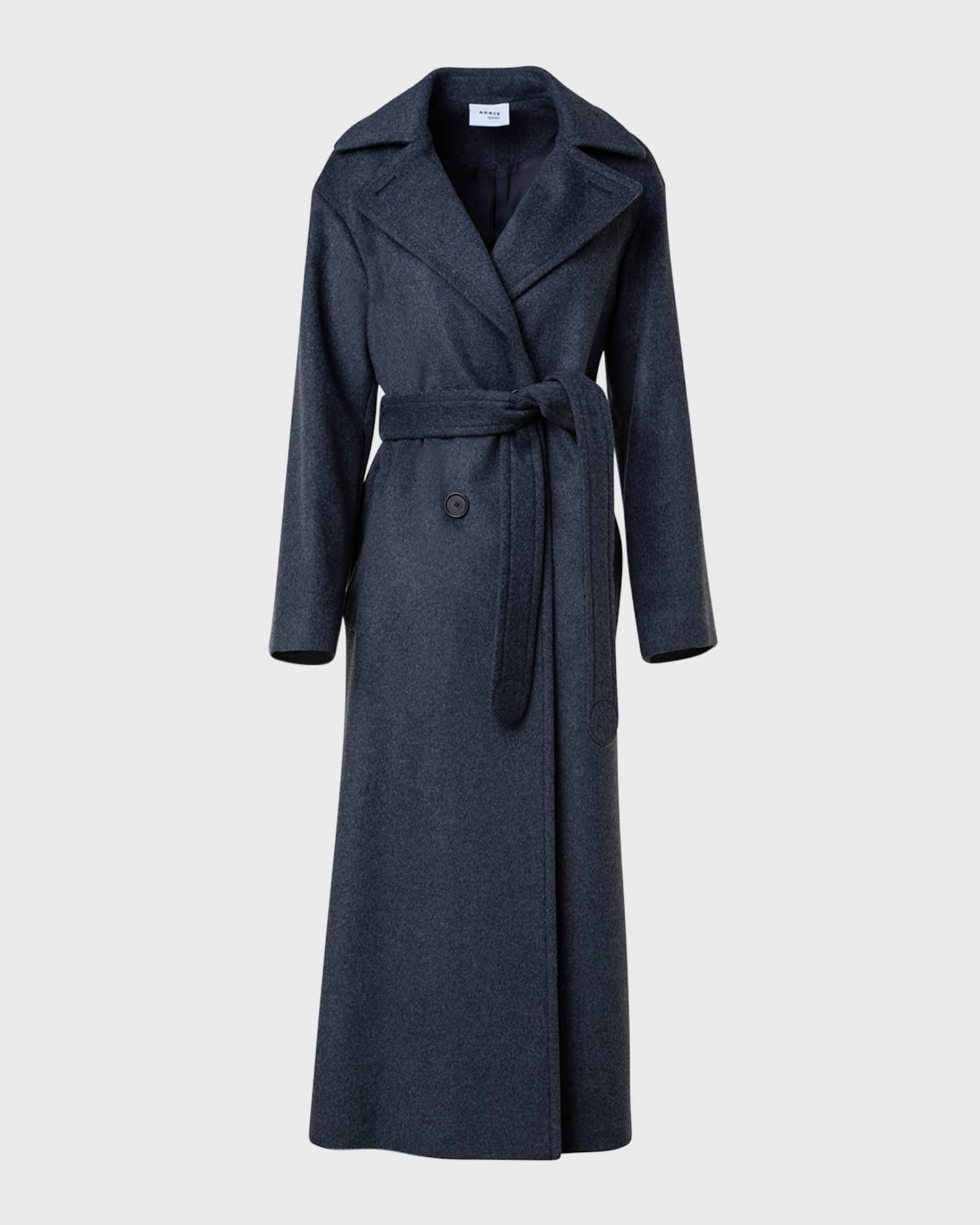 Akris punto Long Double-Breast Belted Wool-Cashmere Coat | Neiman Marcus