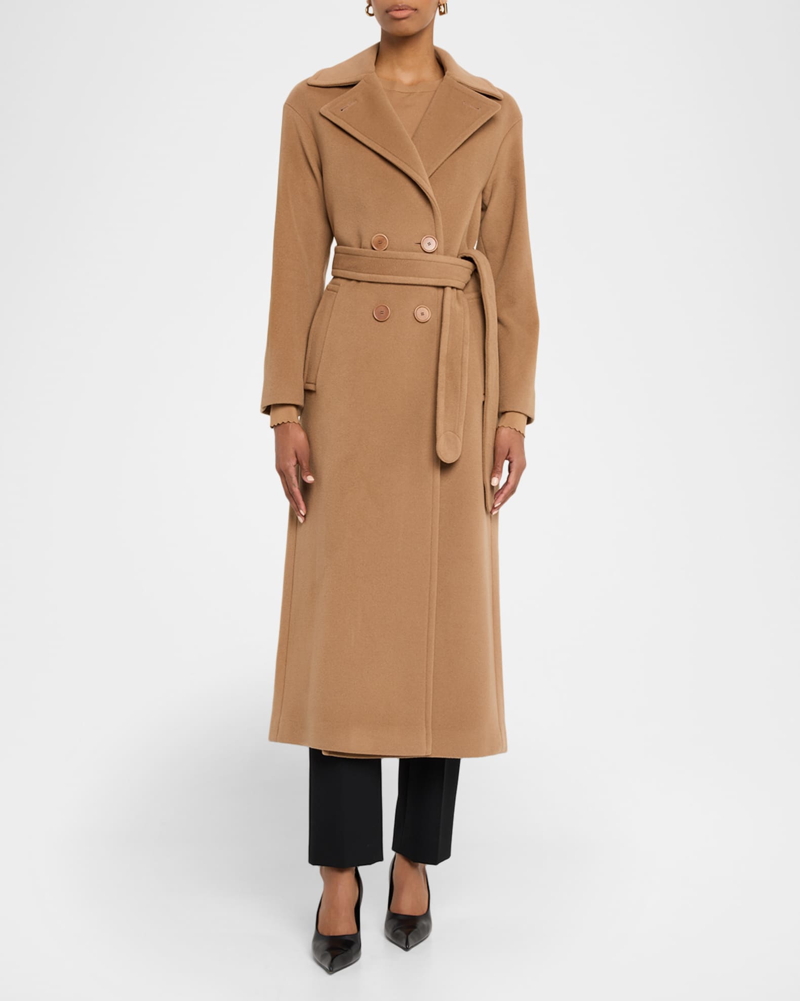 AKRIS punto ロングコート Akris punto Long Double-Breast Belted Wool-Cashmere Coat | Neiman