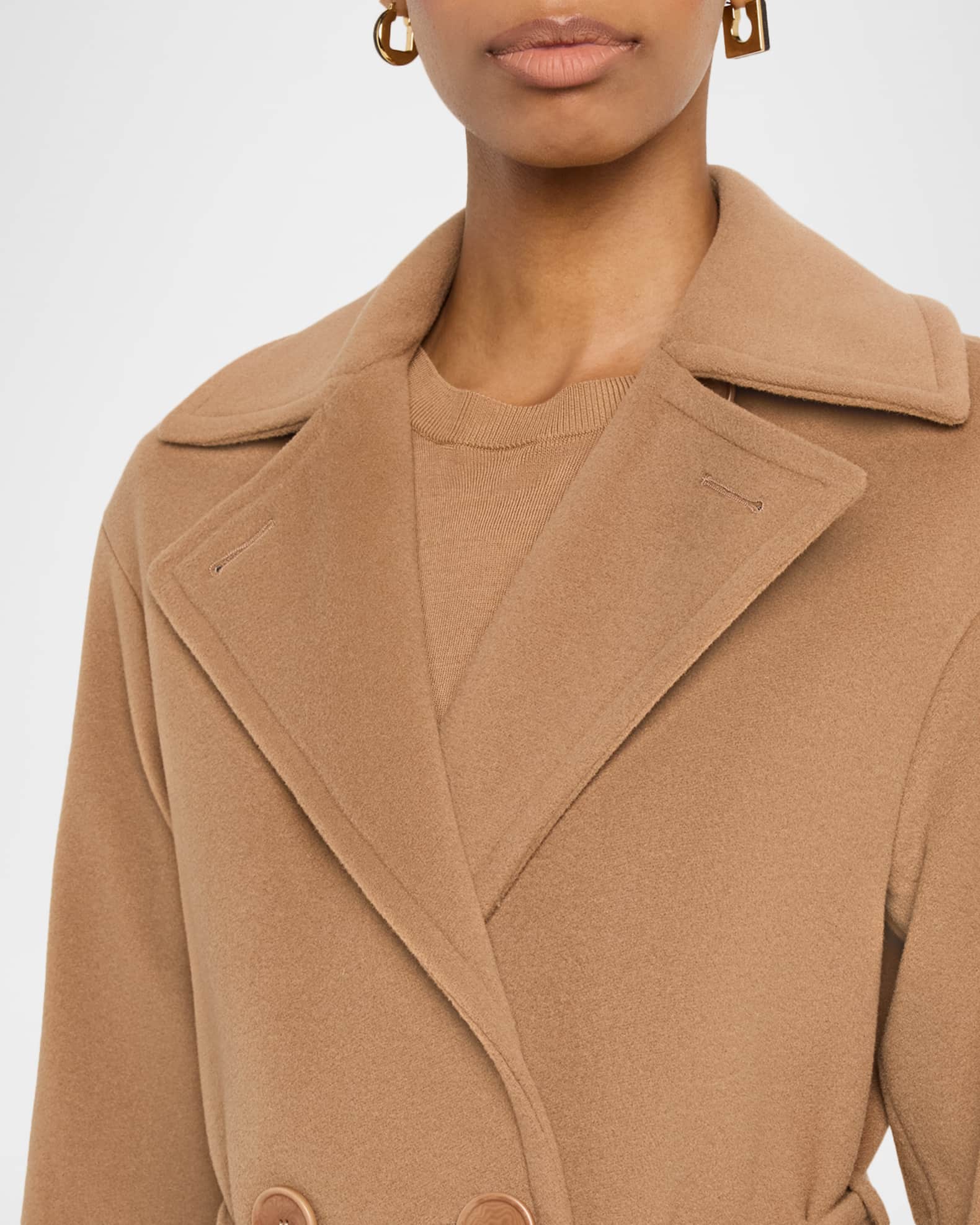 Akris punto Long Double-Breast Belted Wool-Cashmere Coat | Neiman