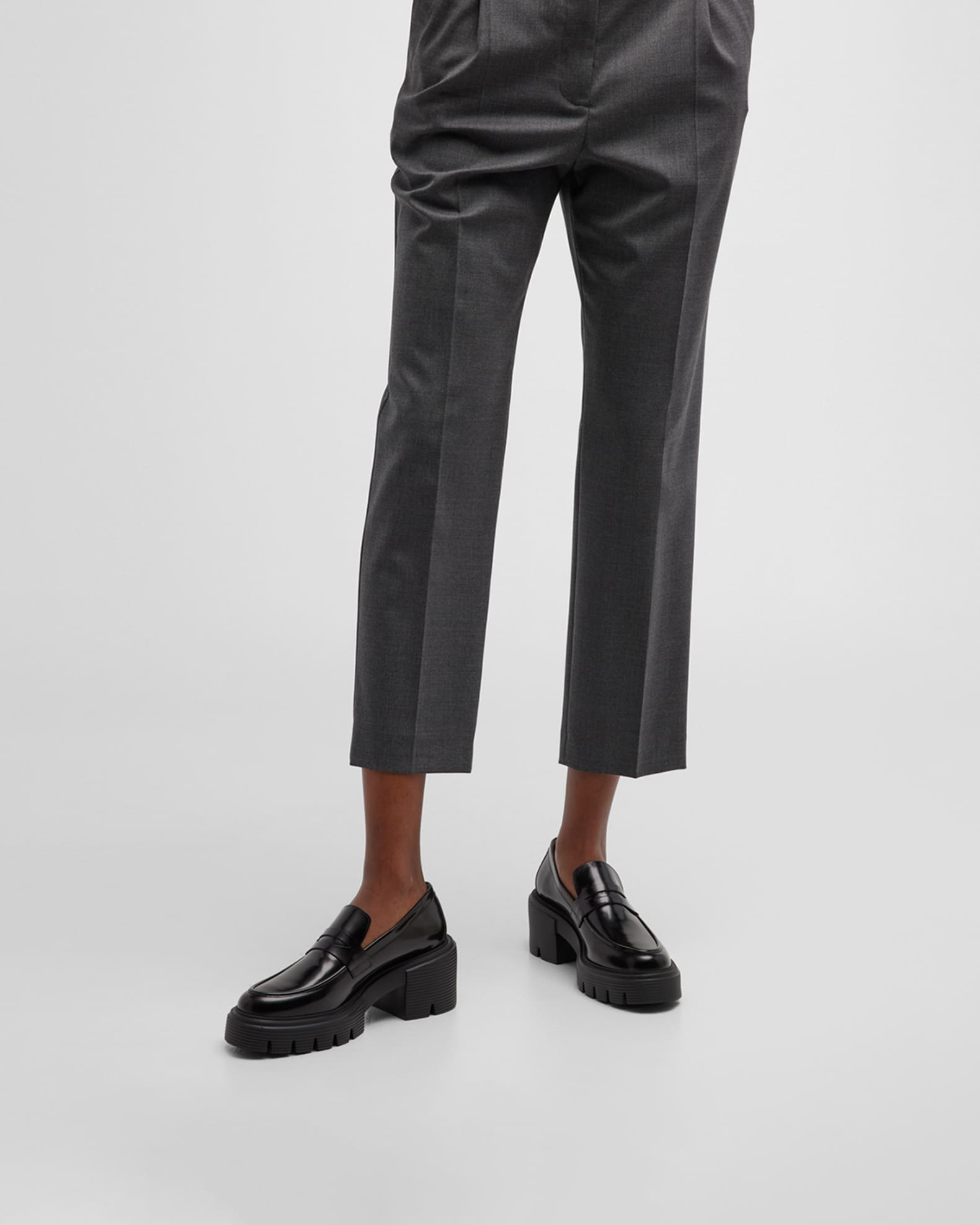 Stuart Weitzman Soho Leather Casual Penny Loafers Neiman Marcus