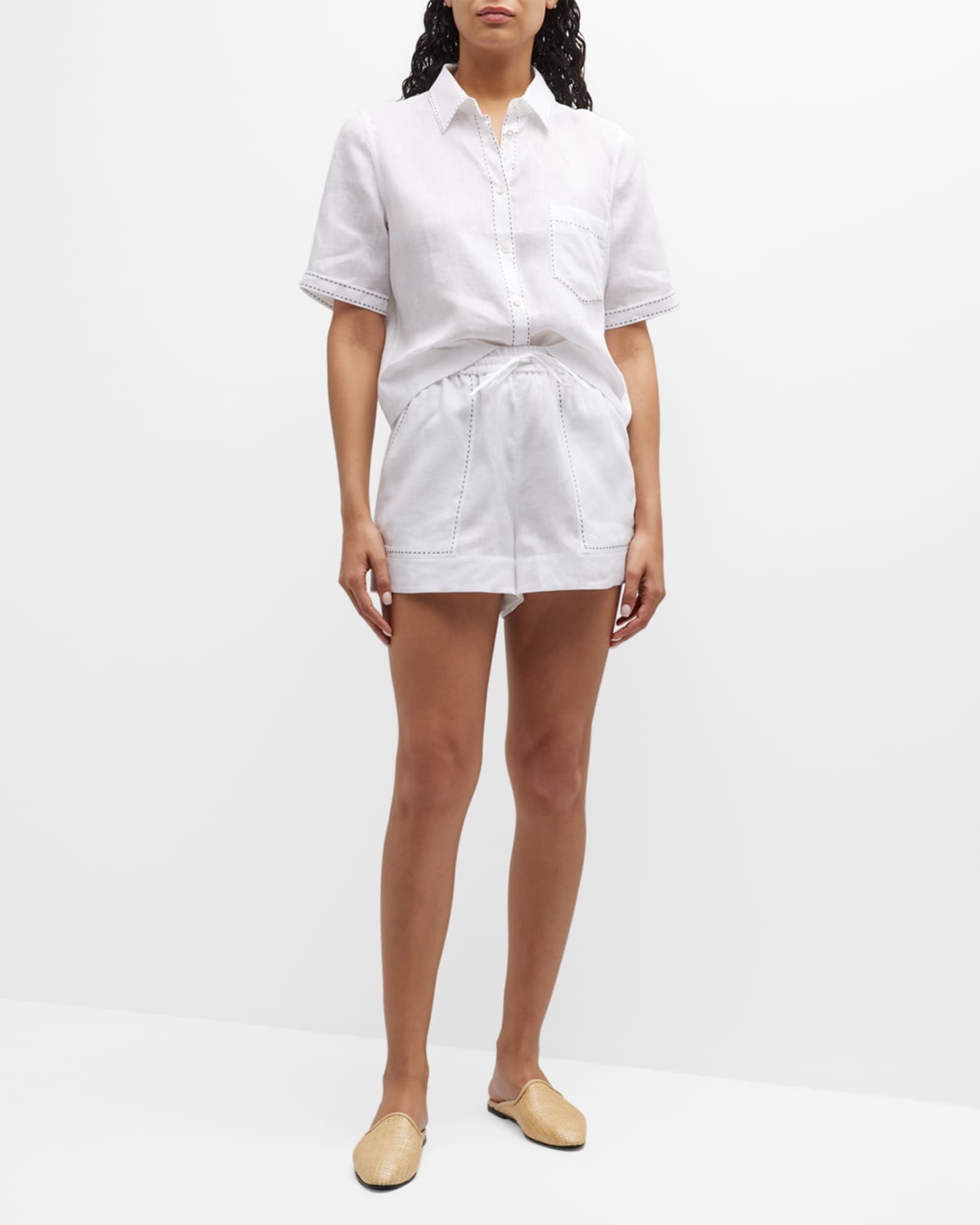 Tory Burch Linen Camp Shirt | Neiman Marcus