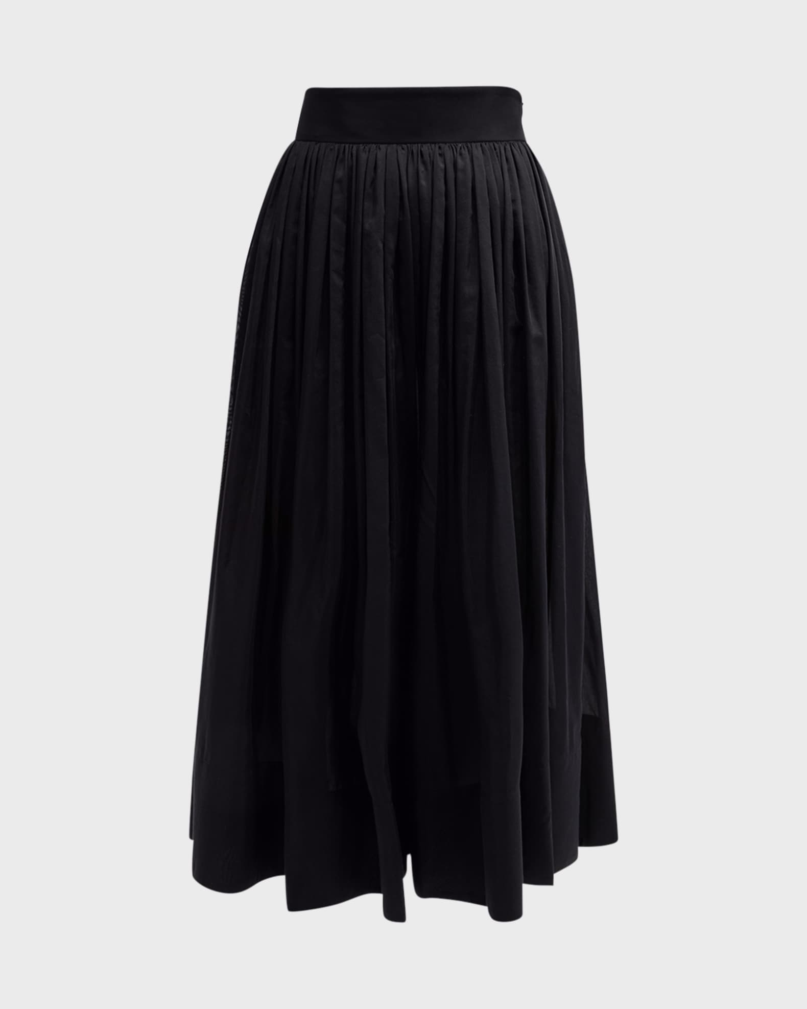Tory Burch Solid Gathered Midi Skirt | Neiman Marcus