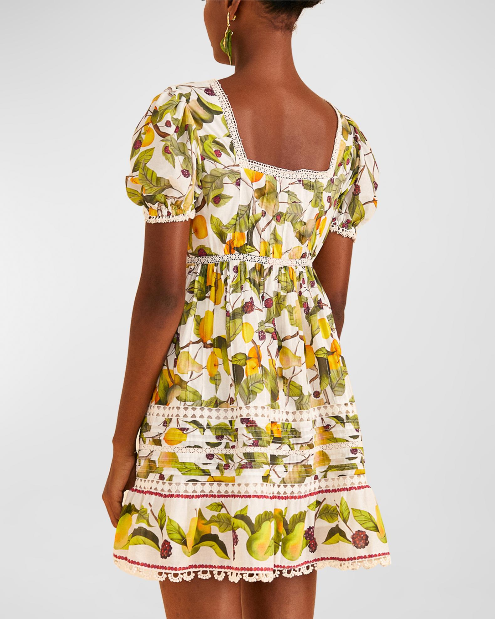 Farm Rio Fruit Orchard Tiered Embroidery Mini Dress | Neiman Marcus