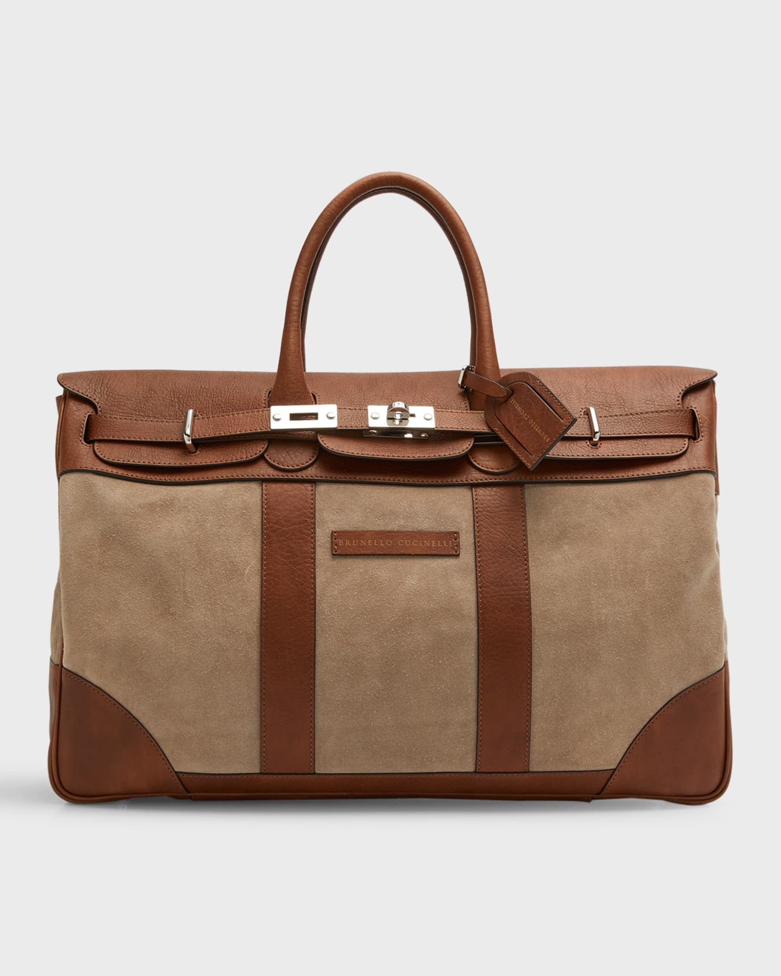 Leather duffel bag in brown - Brunello Cucinelli