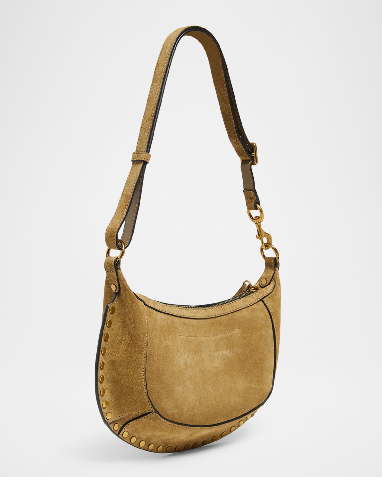 Isabel Marant Oskan Moon Studded Suede Shoulder Bag | Neiman