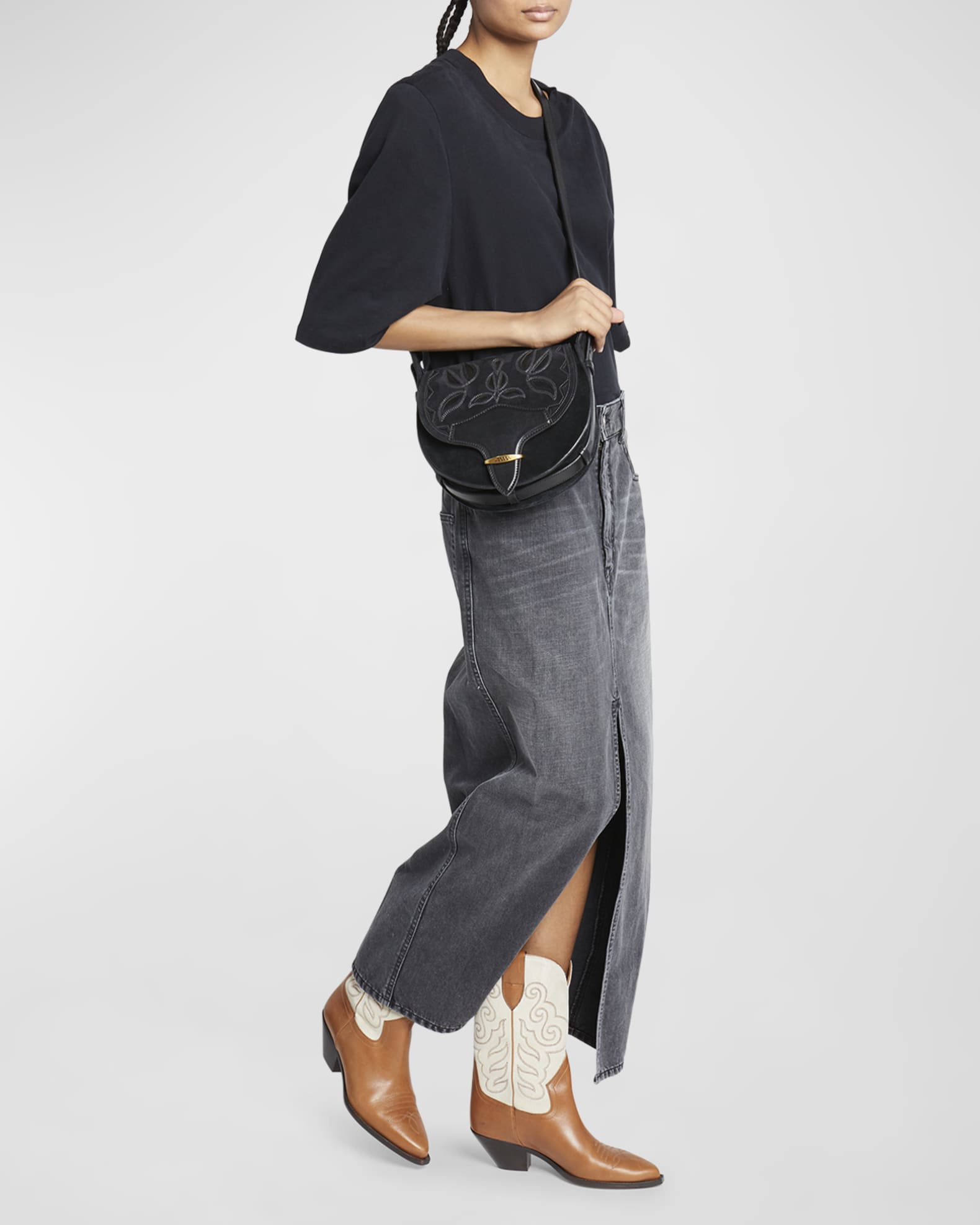 Isabel Marant Botsy Saddle Suede Crossbody Bag Neiman Marcus