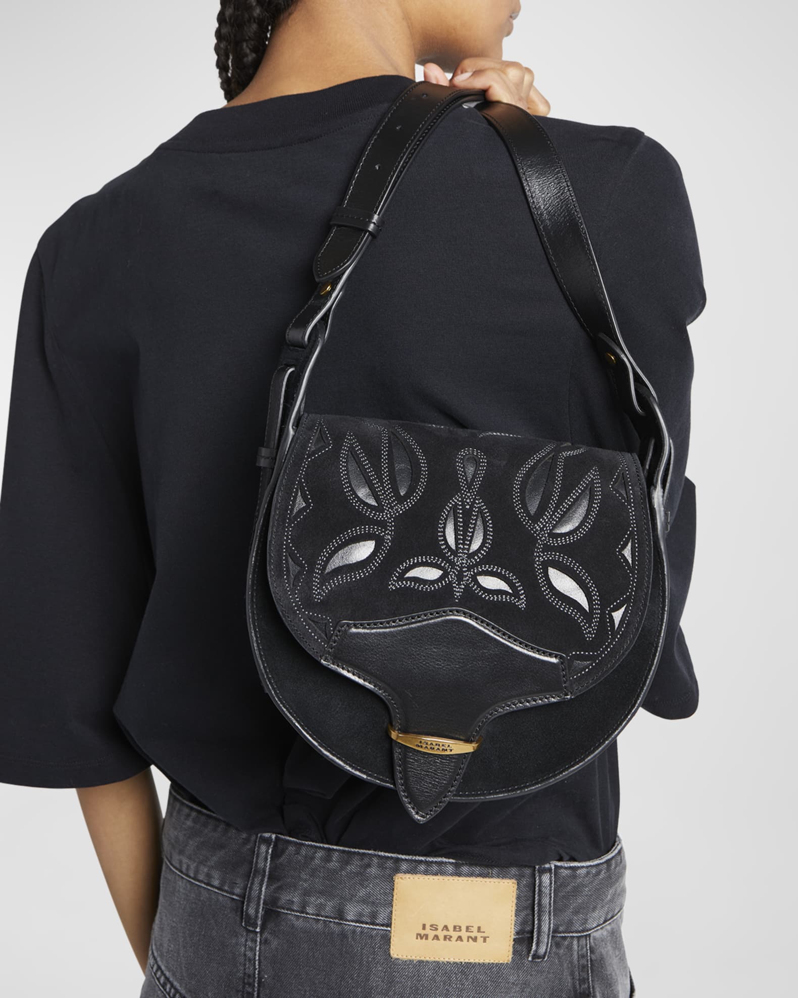 Isabel Marant Botsy Saddle Suede Crossbody Bag Neiman Marcus