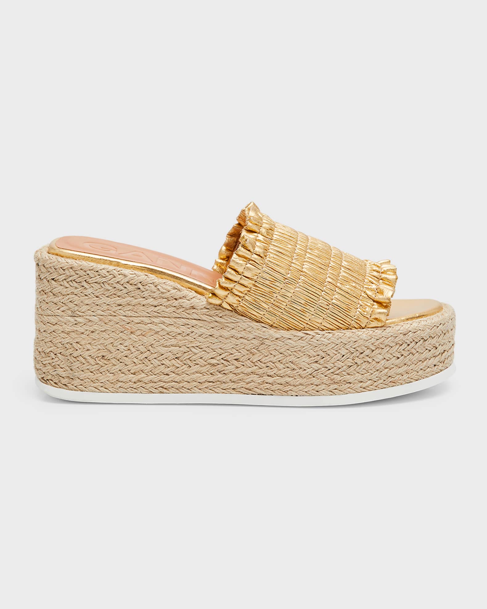 Ganni Smock Metallic Wedge Espadrilles Neiman Marcus