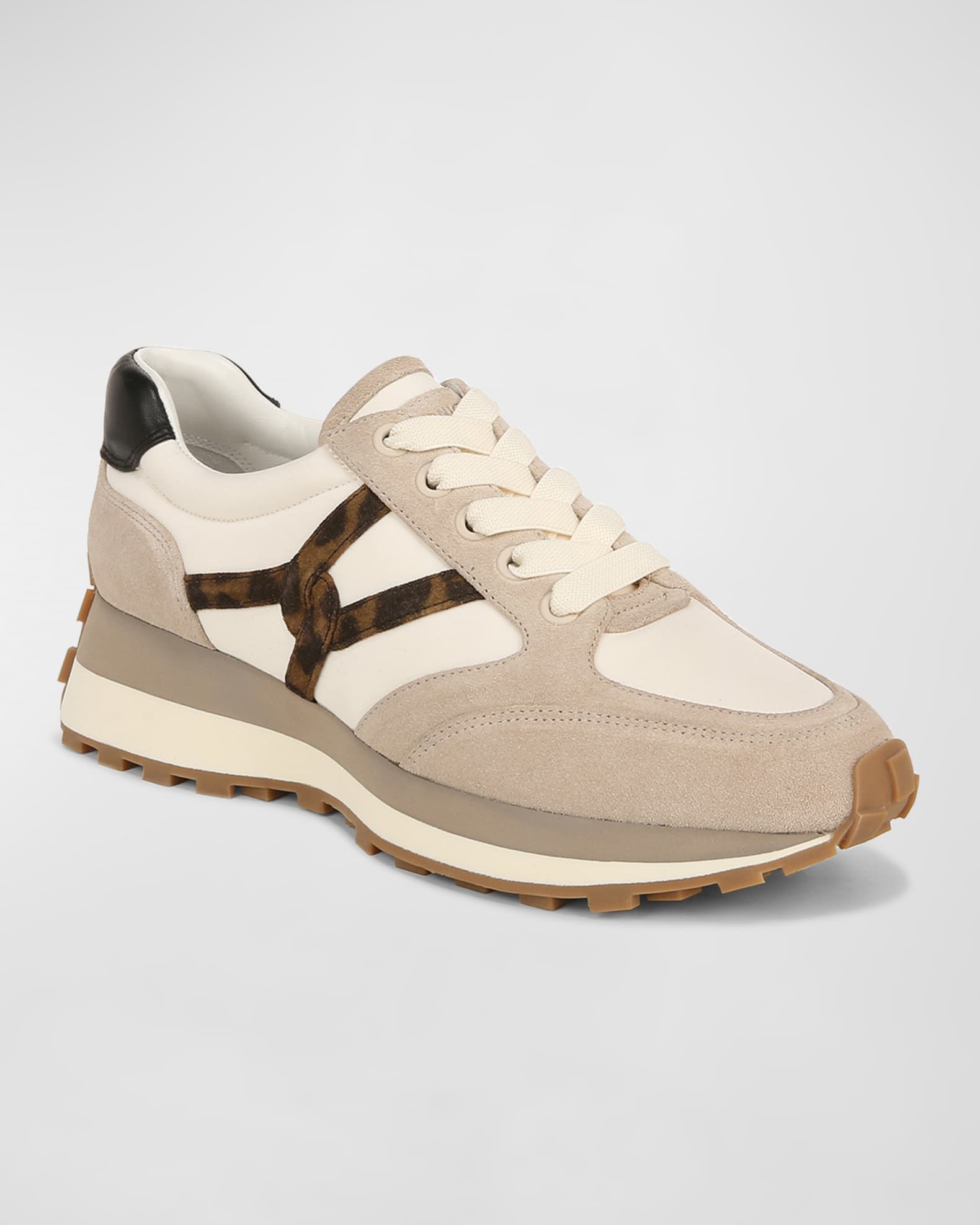 Valentina Mixed Leather Retro Sneakers