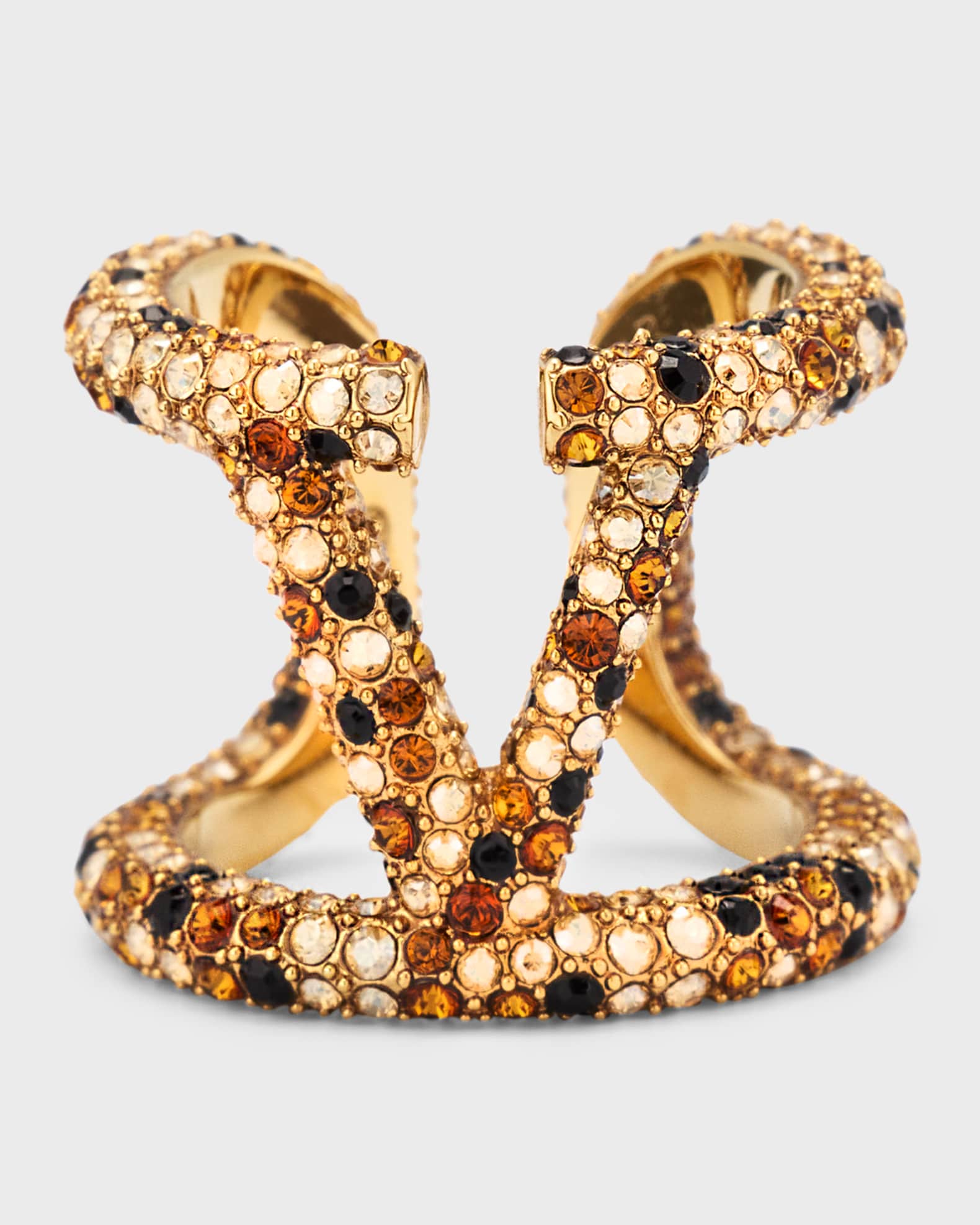 Valentino Garavani V-Logo Crystal Ring