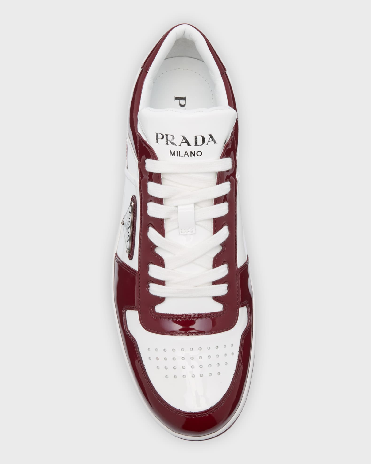 Prada Men's Downtown Patent Leather Low-Top Sneakers